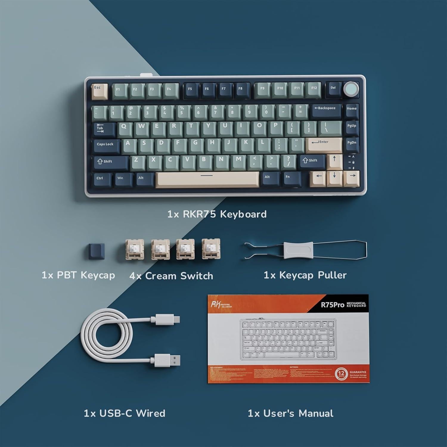 Teclado Mecánico Inalámbrico RK Royal Kludge R75 75% RGB