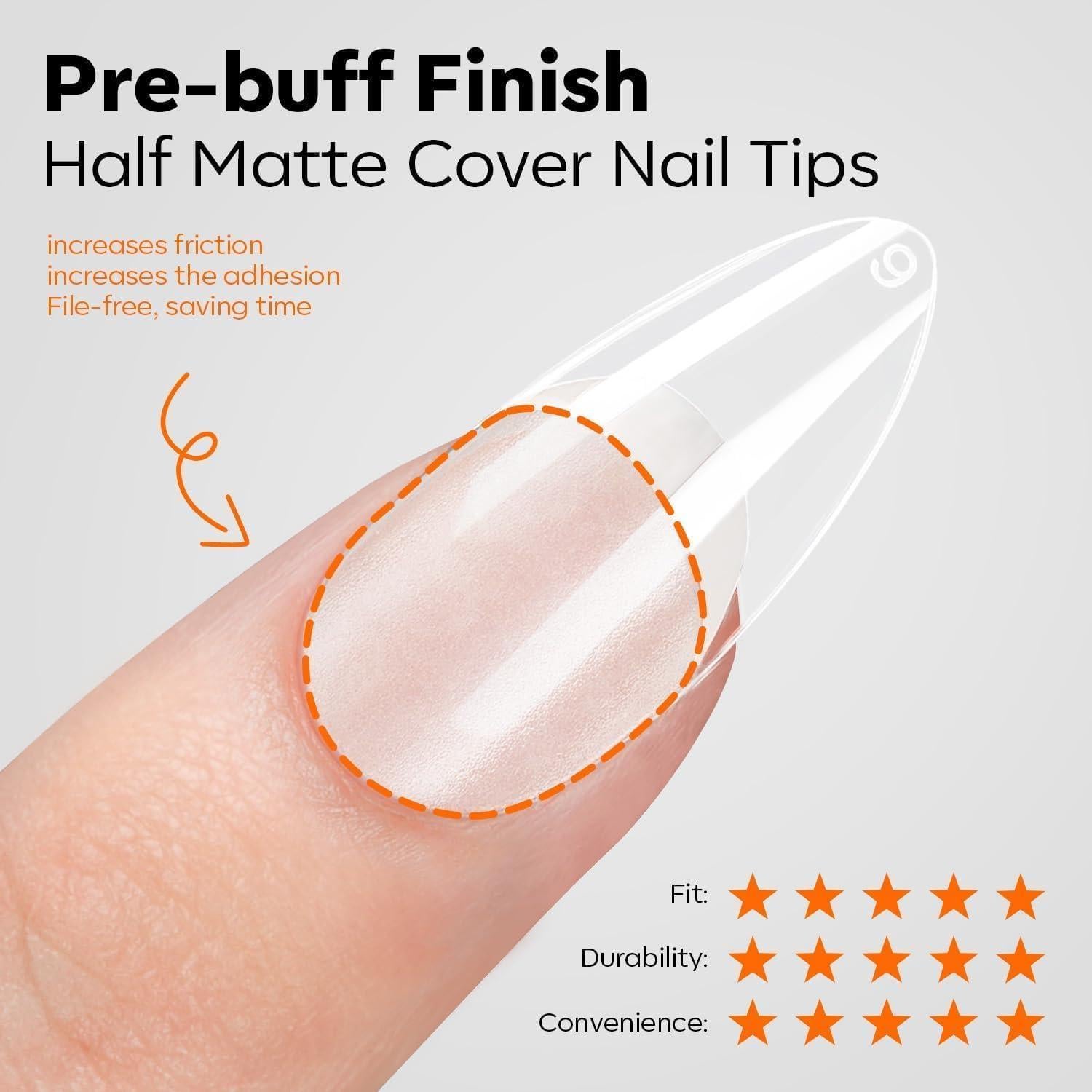 Kit de Uñas de Gel Modelones Almendra 15 Tamaños 510 Pcs