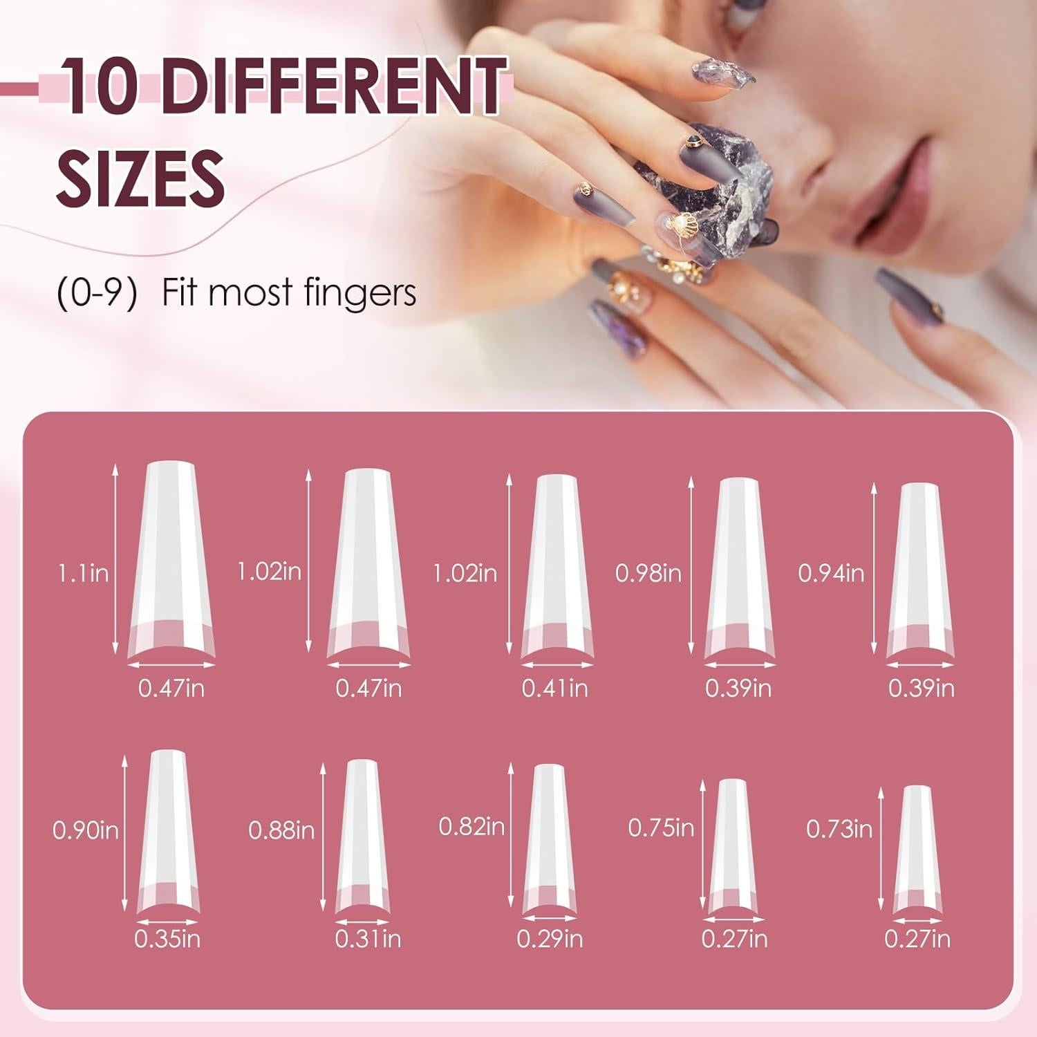 Consejos de Uñas Falsas LIONVISON 500PCS Media Cubierta