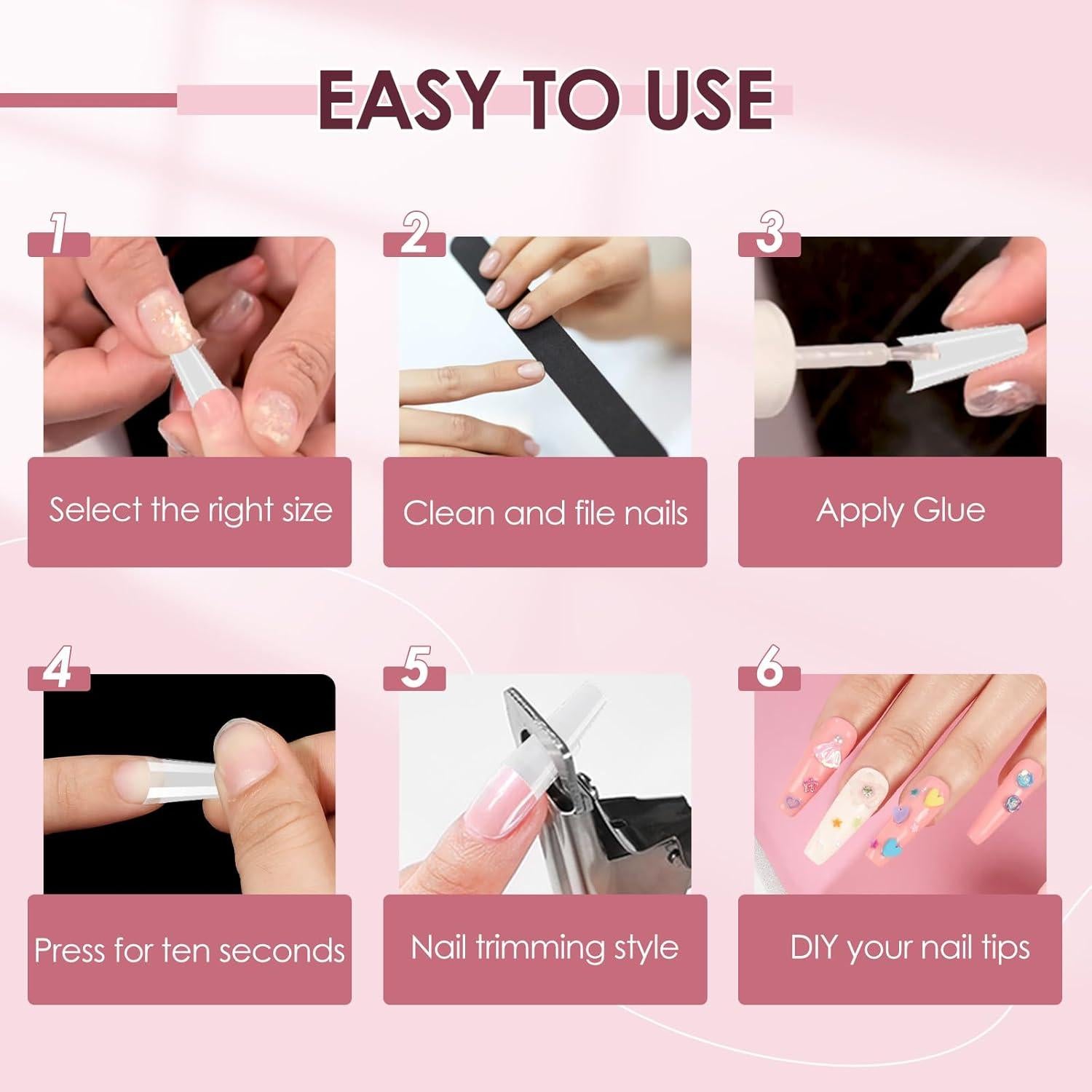 Consejos de Uñas Falsas LIONVISON 500PCS Media Cubierta