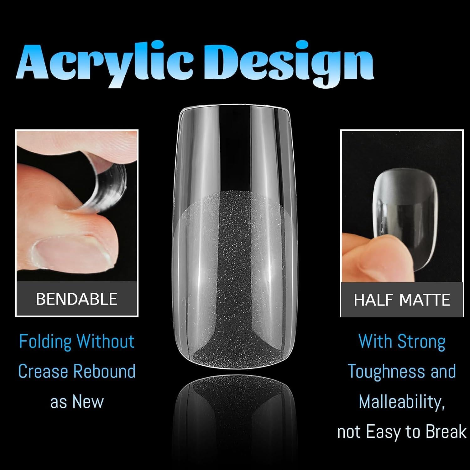 240 Piezas Uñas Falsas de Gel Cuadradas Medianas Lifextol