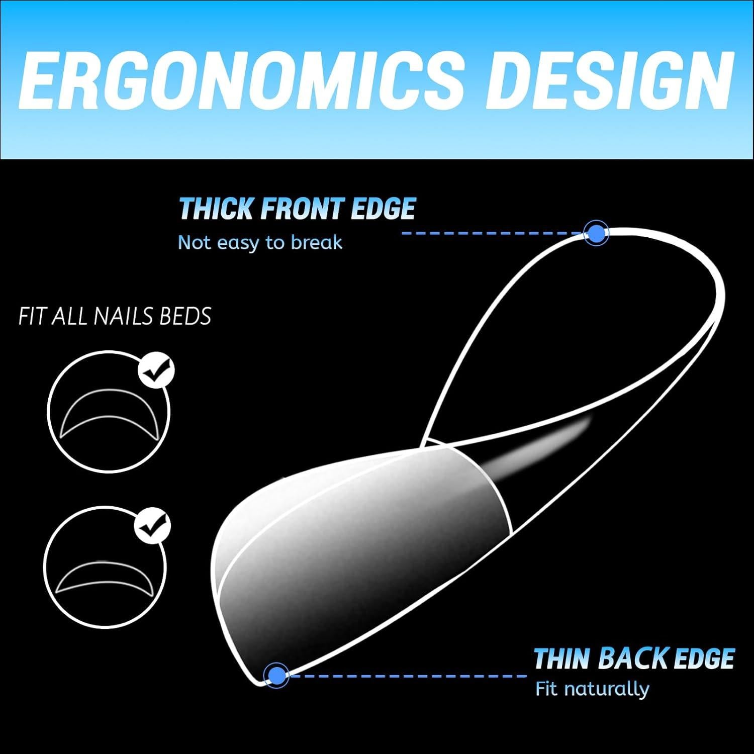 240 Piezas Uñas Falsas de Gel Cuadradas Medianas Lifextol