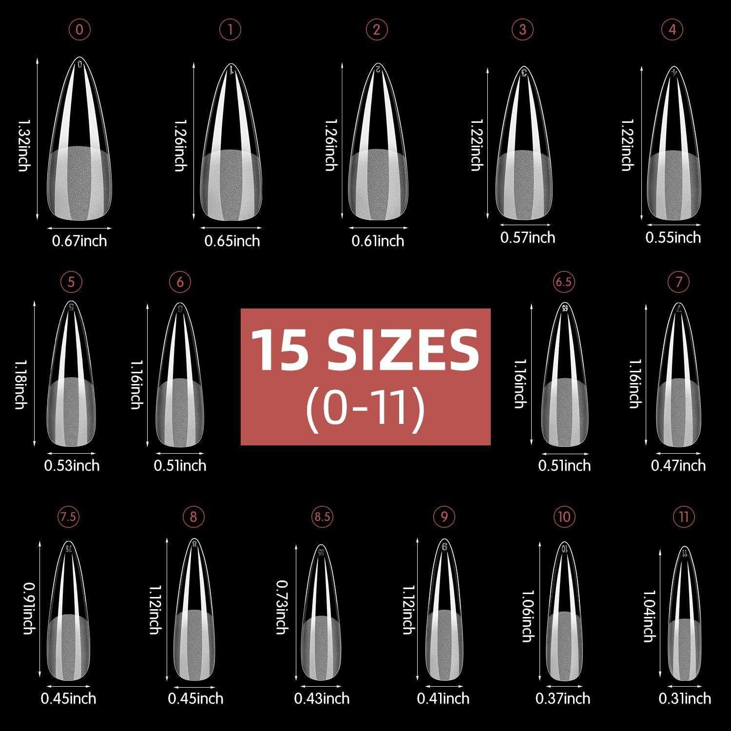 Puntas de Uñas de Gel Largas Stiletto BEAUTPAL 510pcs