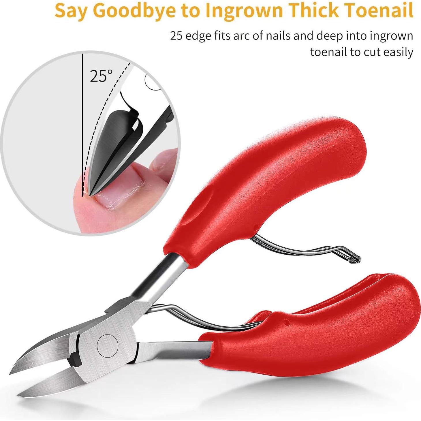 Cortauñas de Pies Aogeili Acero Inoxidable Rojo 12.7x8.6cm