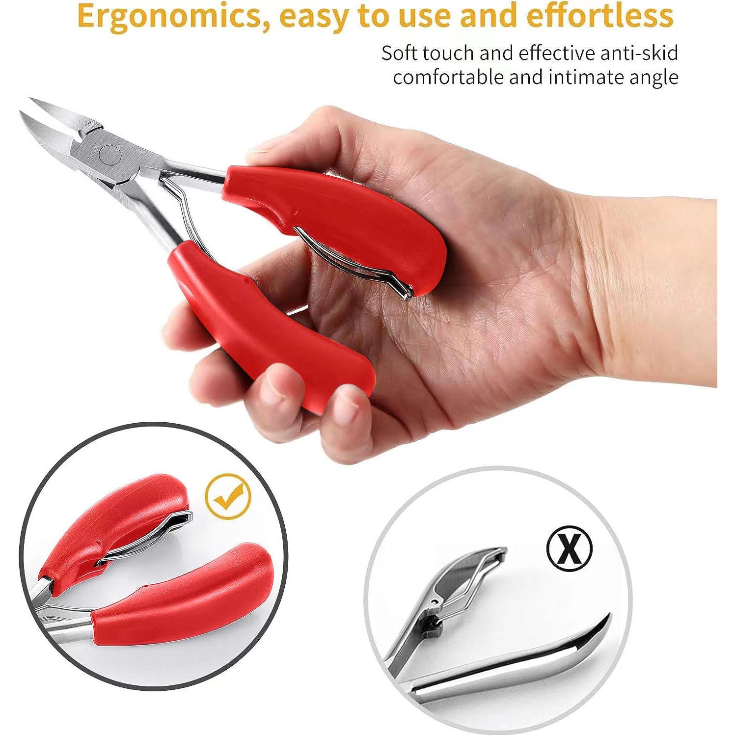 Cortauñas de Pies Aogeili Acero Inoxidable Rojo 12.7x8.6cm