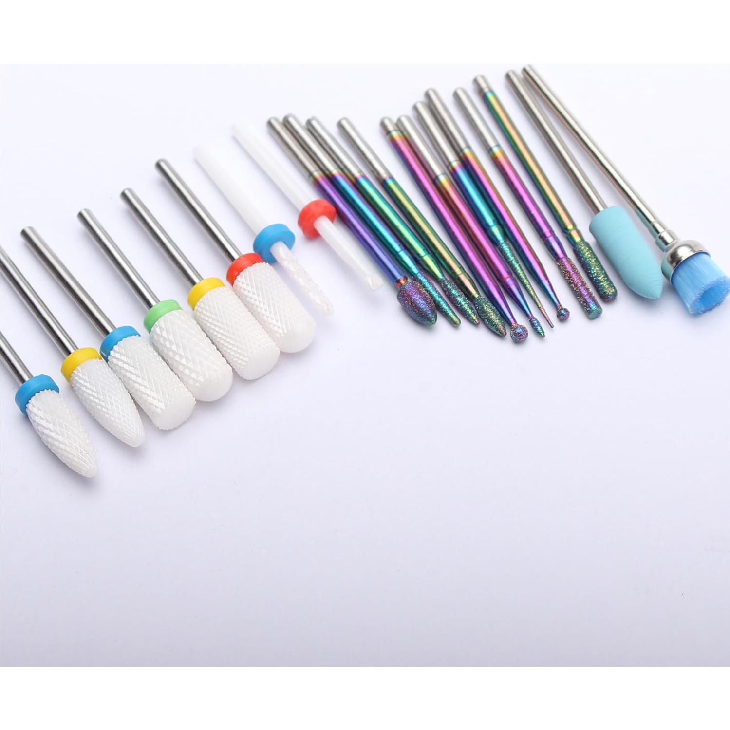 Juego de 20 Brocas para Uñas ERUIKA Cerámica y Diamante