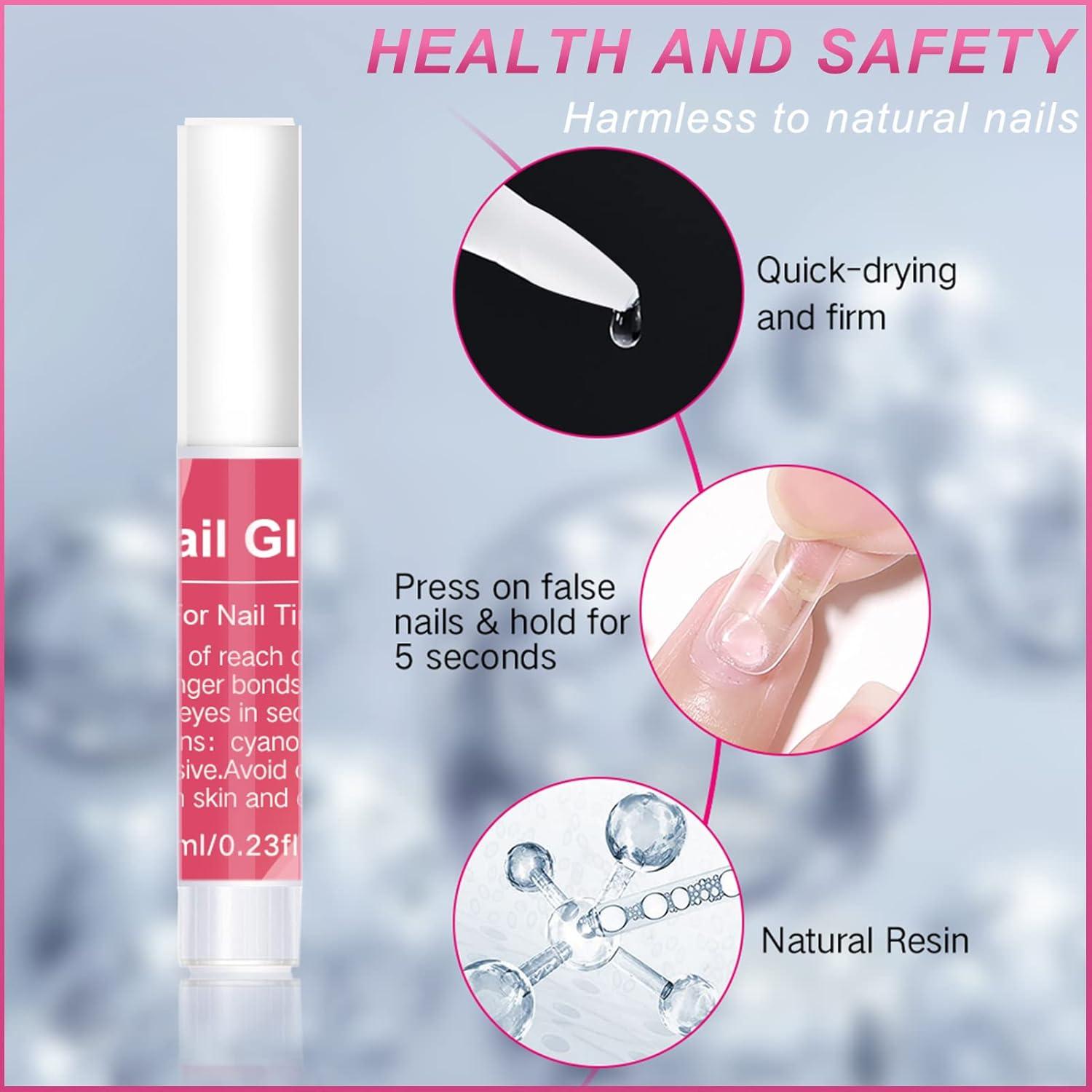 Kit de Uñas Falsas Transparentes Krofaue 100 Pcs con Pegamento