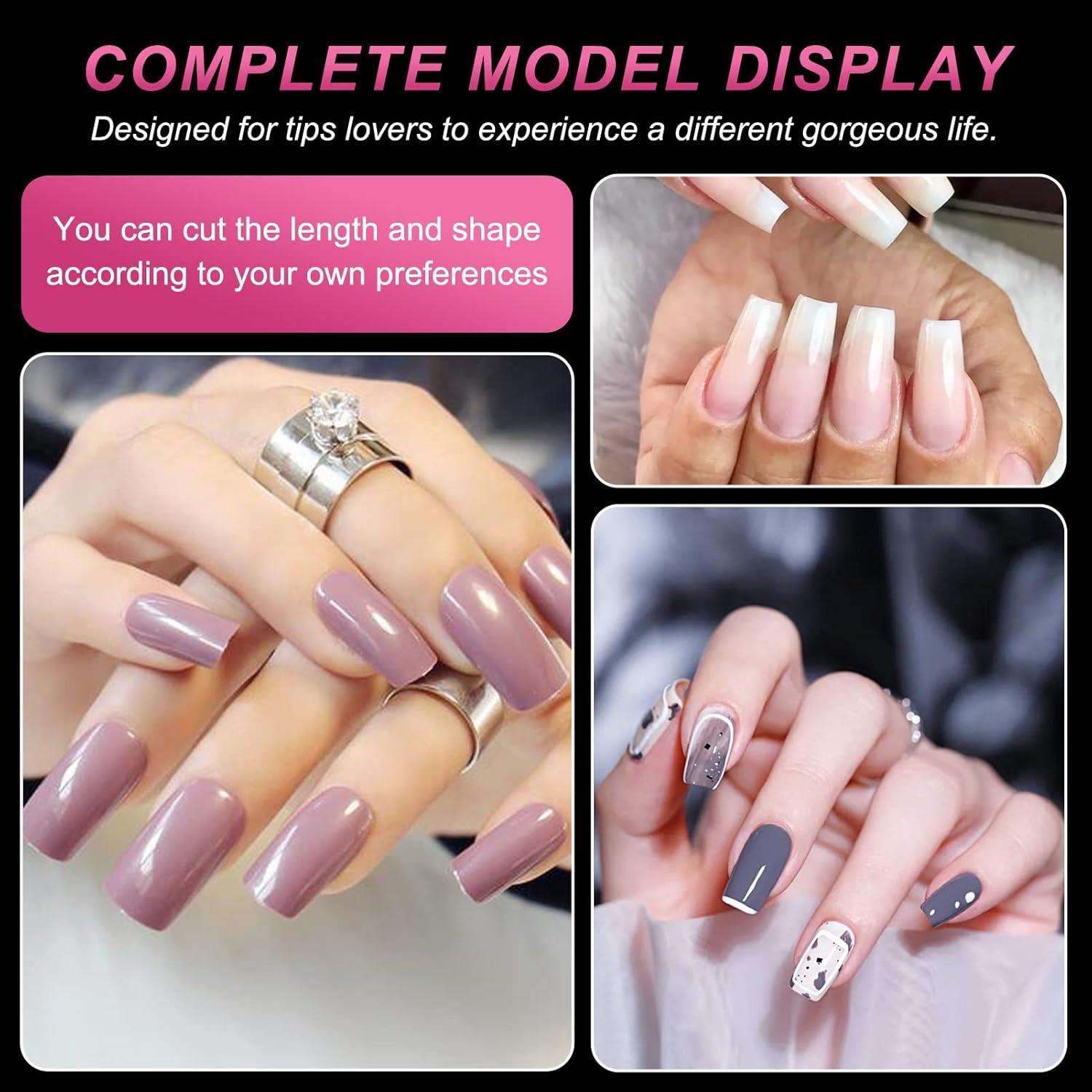 Kit de Uñas Falsas Transparentes Krofaue 100 Pcs con Pegamento