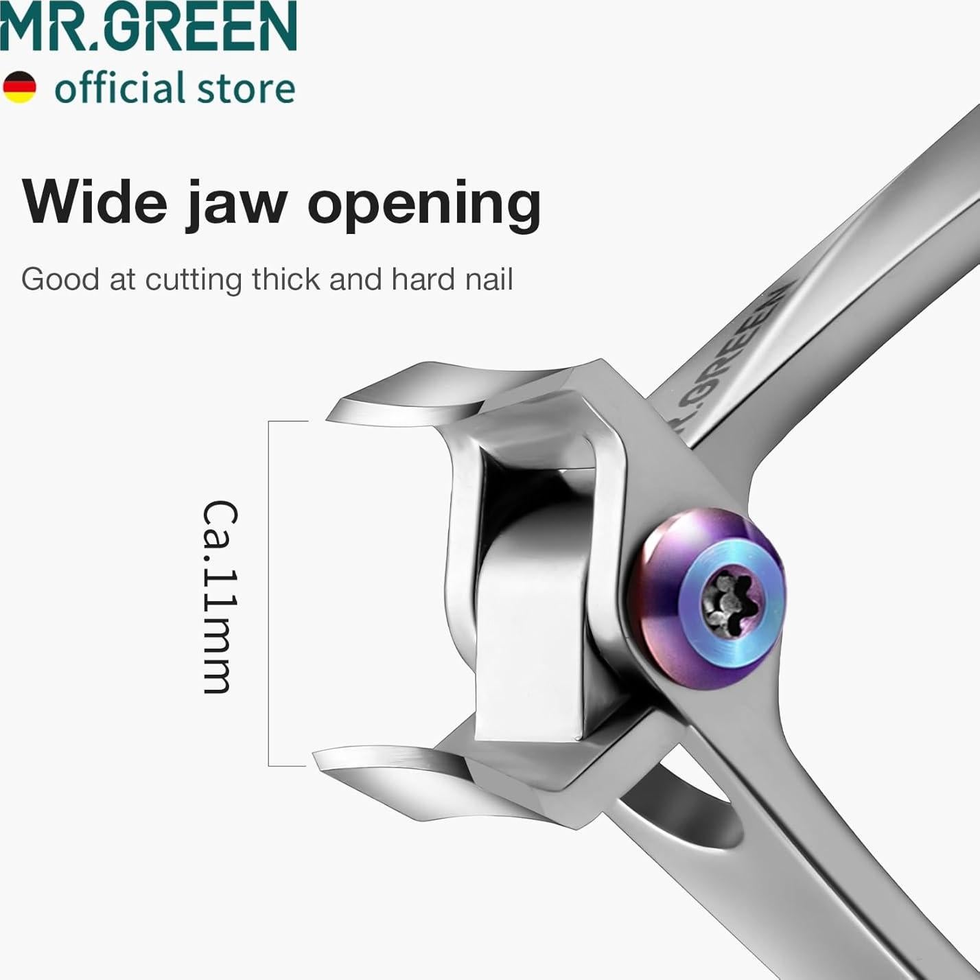 Cortaúñas MR.GREEN Acero Inoxidable Apertura Ancha 11mm