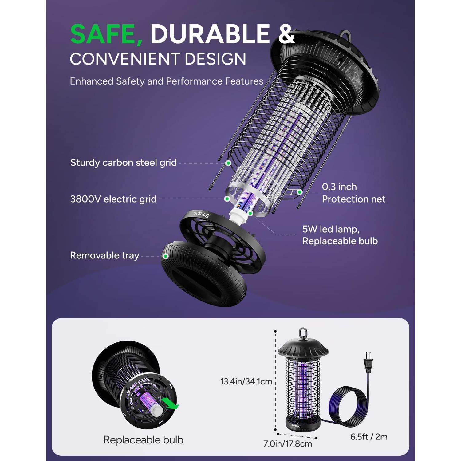 Zapper de Insectos Buzbug MO-008C LED Impermeable 10 Años