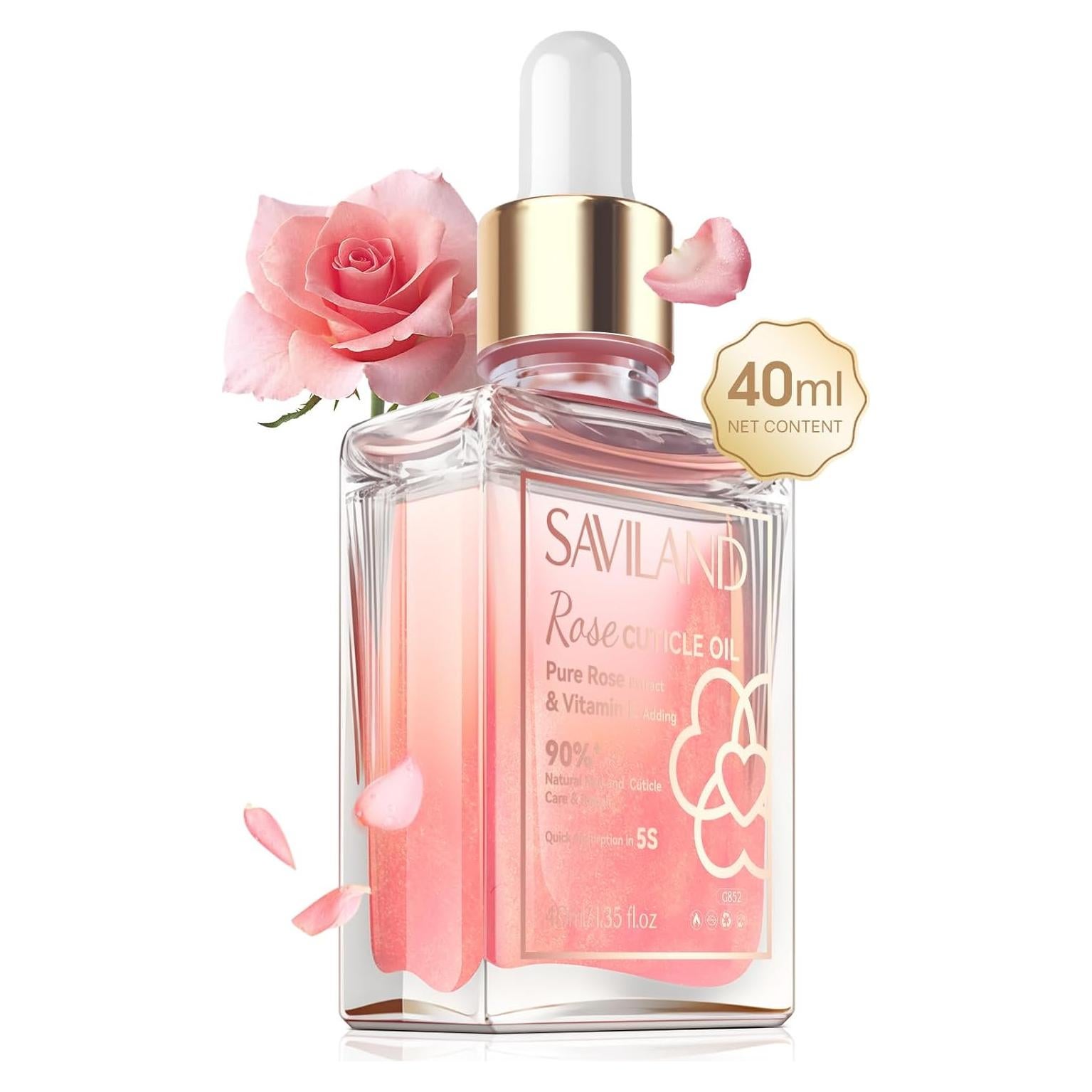 Aceite para Cutículas SAVILAND 40ml Vitamina E Rosa Jojoba