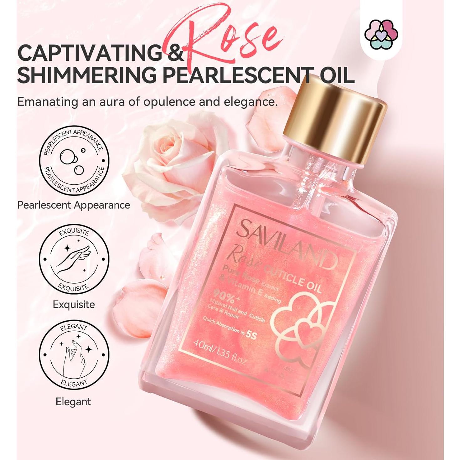 Aceite para Cutículas SAVILAND 40ml Vitamina E Rosa Jojoba