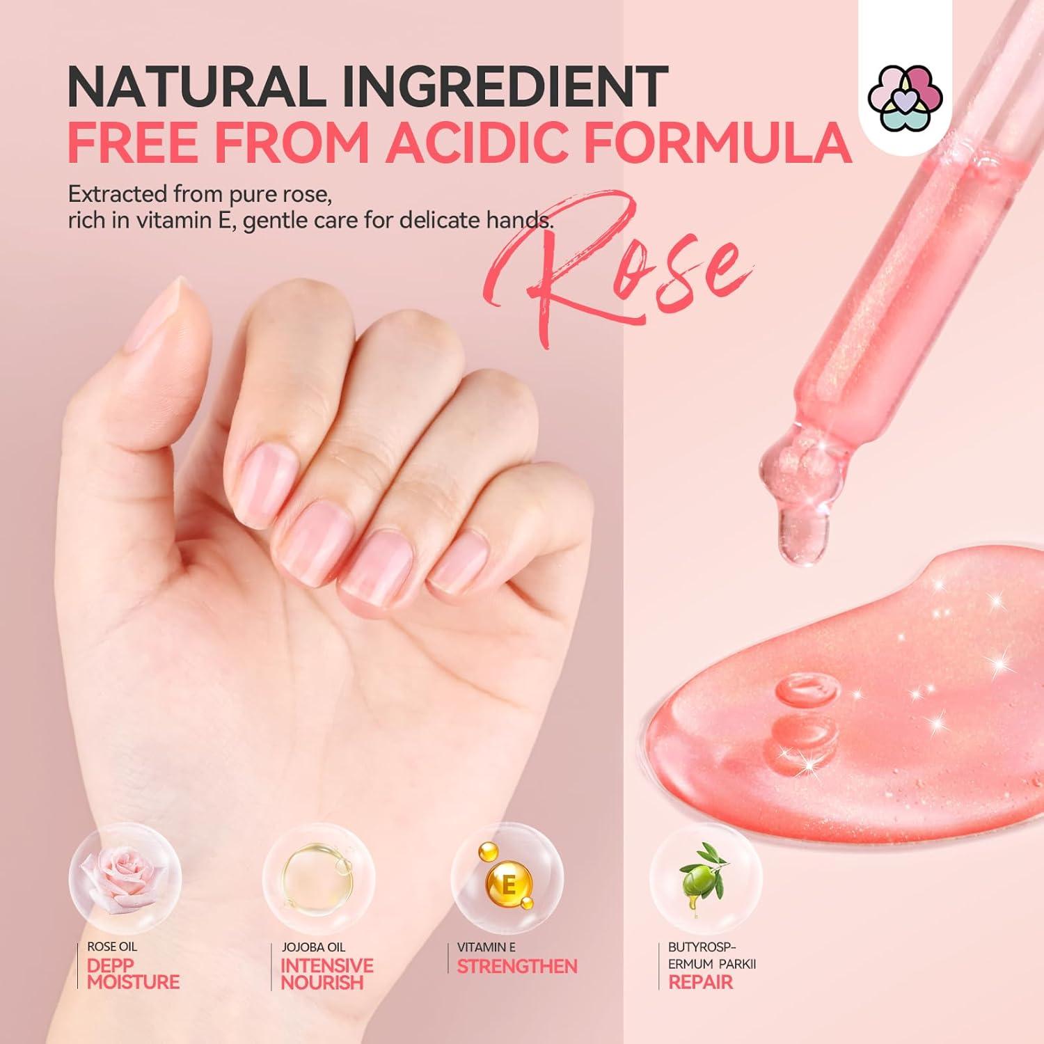 Aceite para Cutículas SAVILAND 40ml Vitamina E Rosa Jojoba