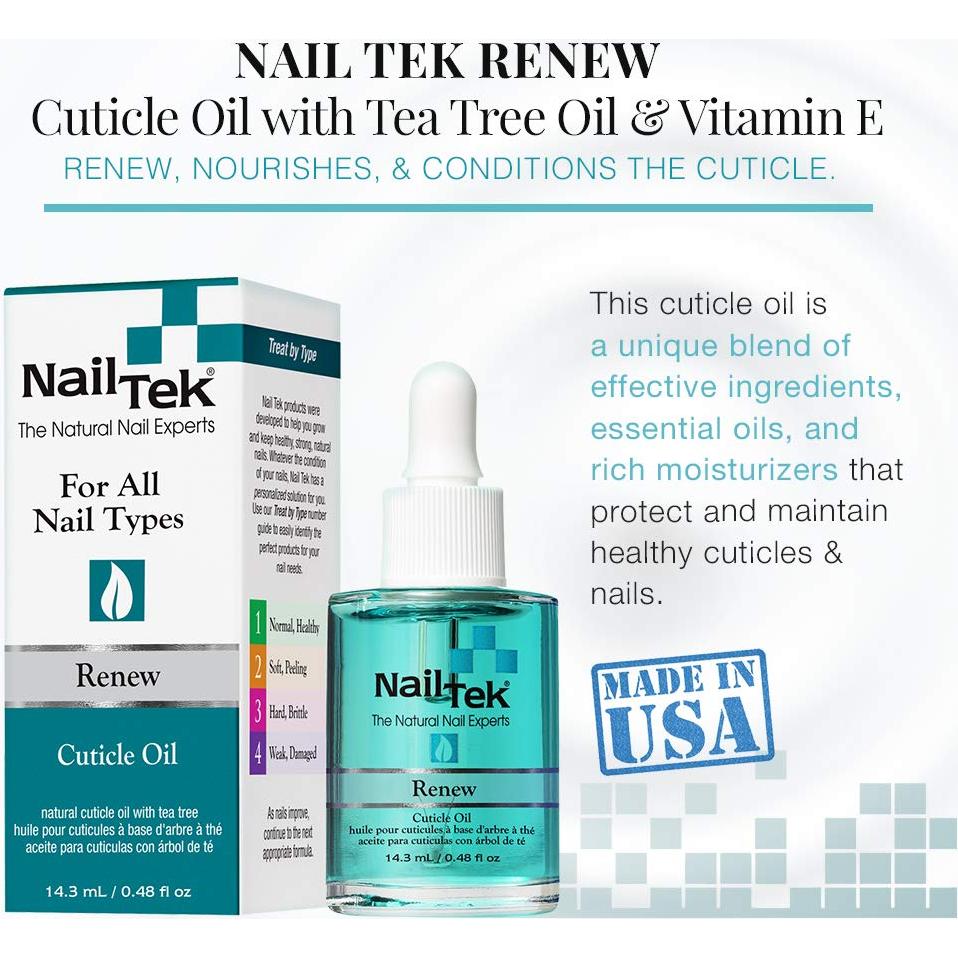 Aceite para Cutículas Nail Tek Renew 13.6 ml - Hidratante Natural