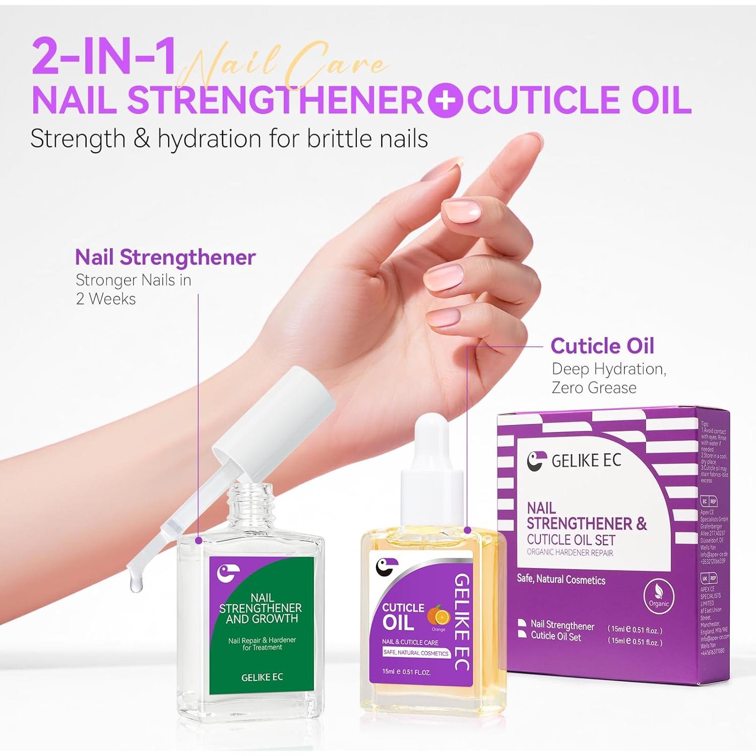 Kit de Endurecedor de Uñas y Aceite para Cutículas Gelike 15ml