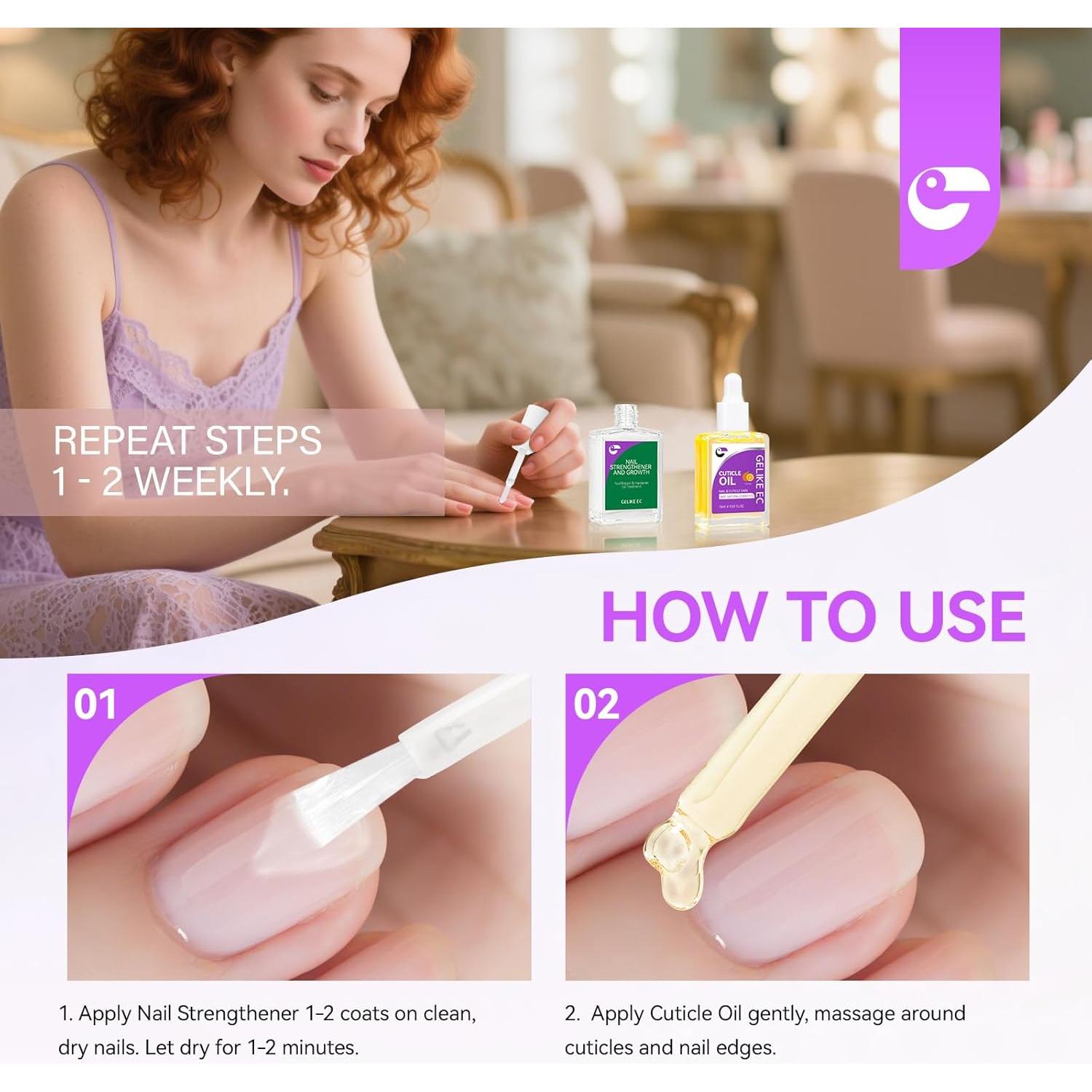 Kit de Endurecedor de Uñas y Aceite para Cutículas Gelike 15ml