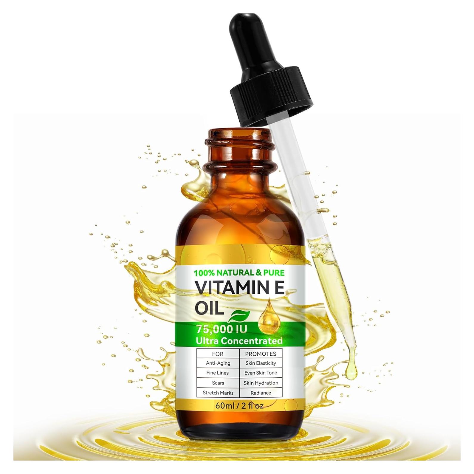 Aceite de Vitamina E Pura 75,000 UI Genérico 60ml Hidratante