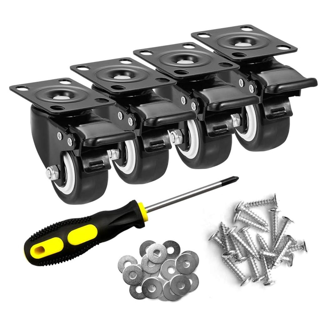 Juego de 4 ruedas giratorias ASHGOOB 5 cm con freno