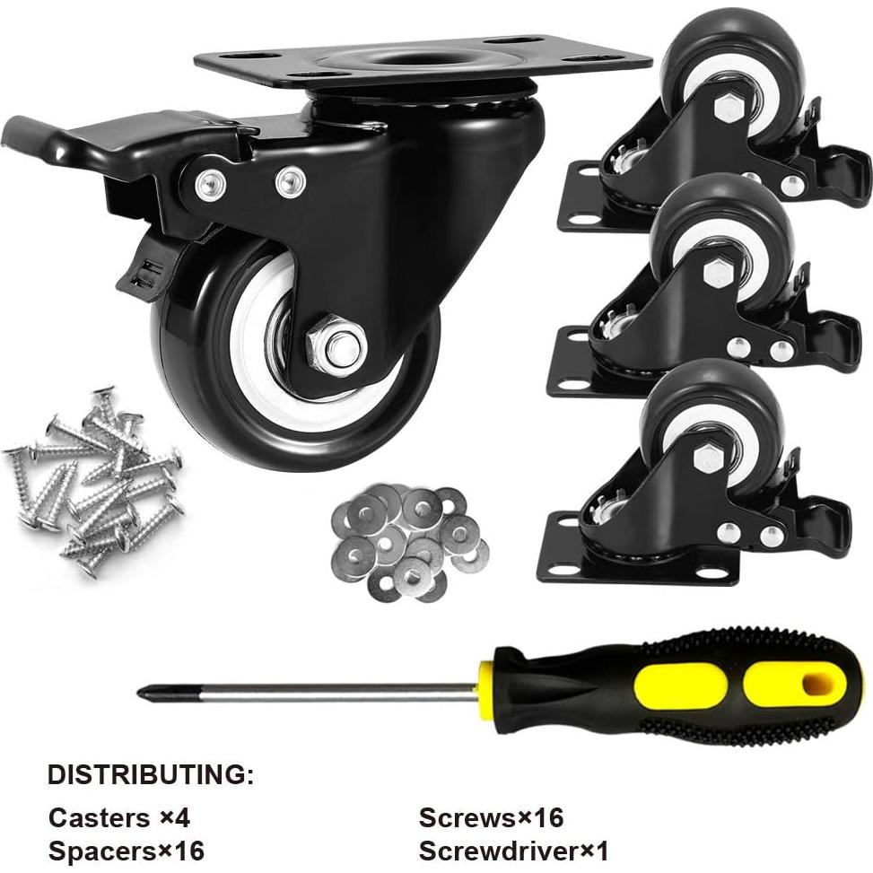 Juego de 4 ruedas giratorias ASHGOOB 5 cm con freno