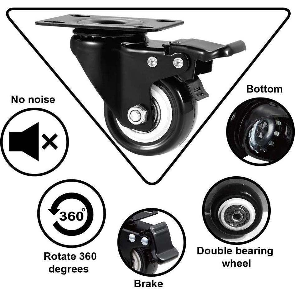 Juego de 4 ruedas giratorias ASHGOOB 5 cm con freno