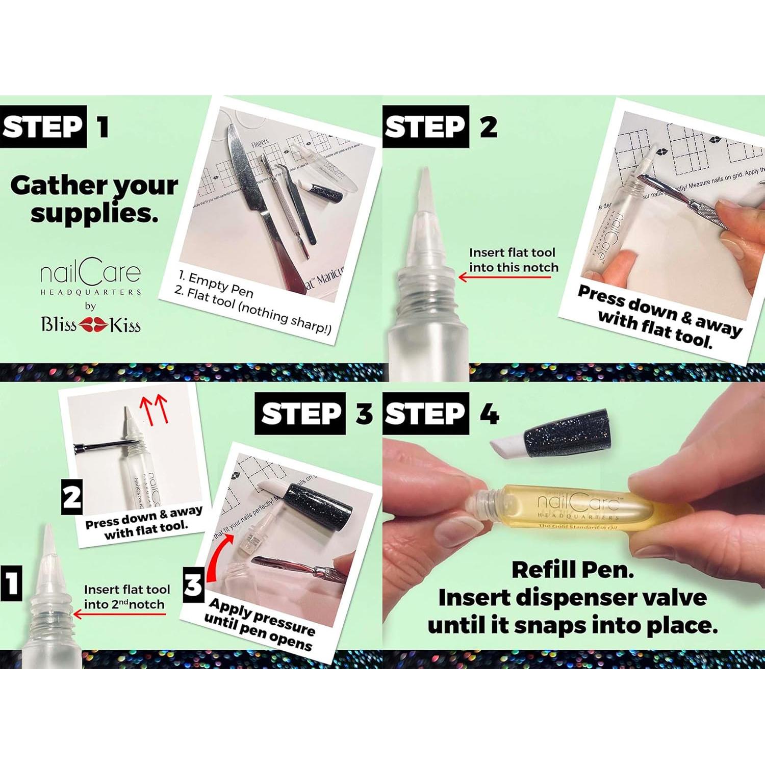 Bolígrafo de Aceite para Cutículas Rellenable Bliss Kiss Holo