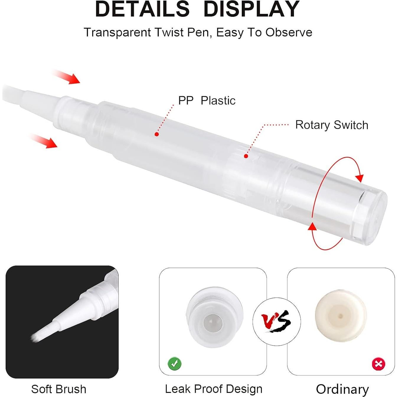 Paquete de 5 bolígrafos vacíos para aceite de cutícula UPZIGS