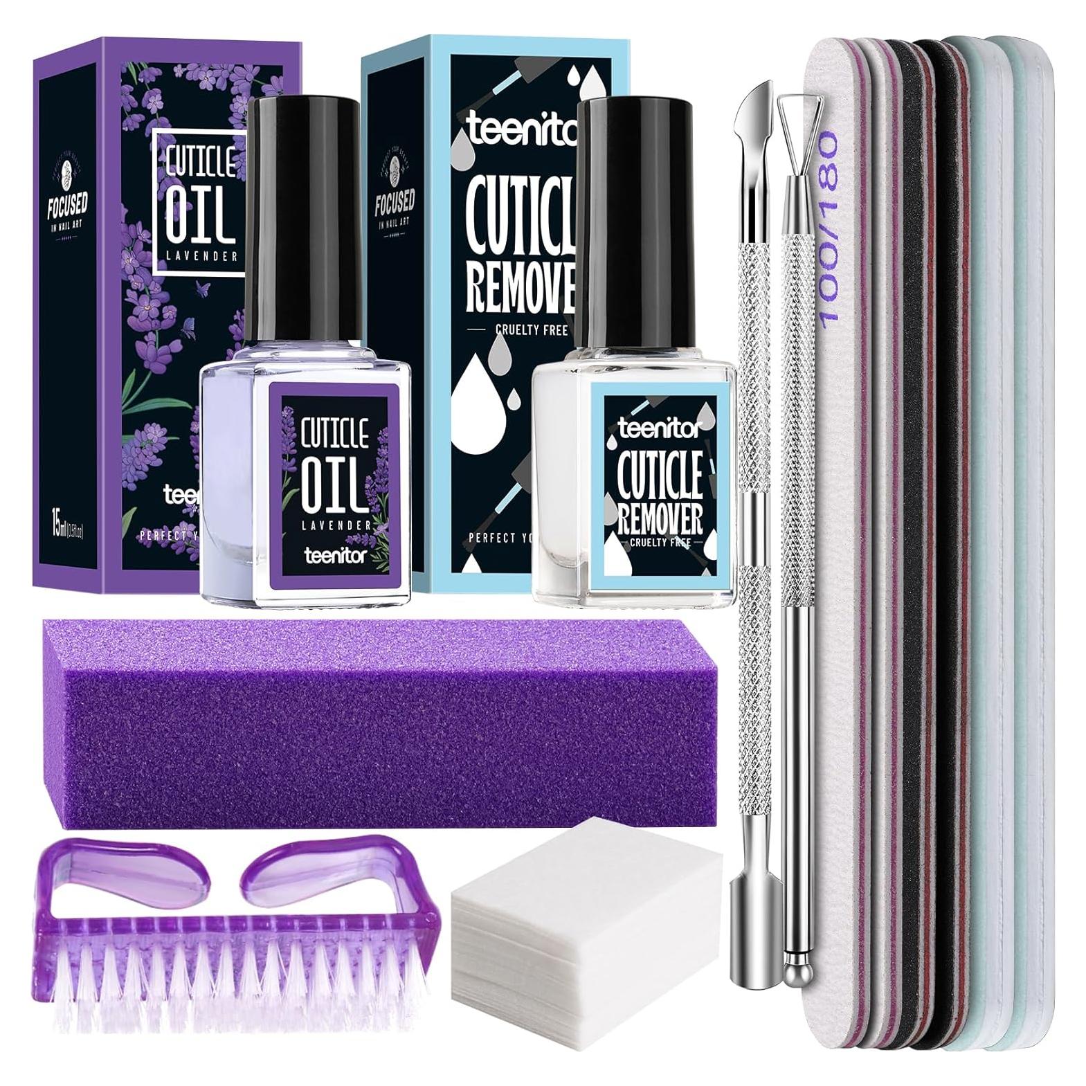 Kit de Cuidado de Uñas Teenitor - Limpiadores y Aceite de Lavanda