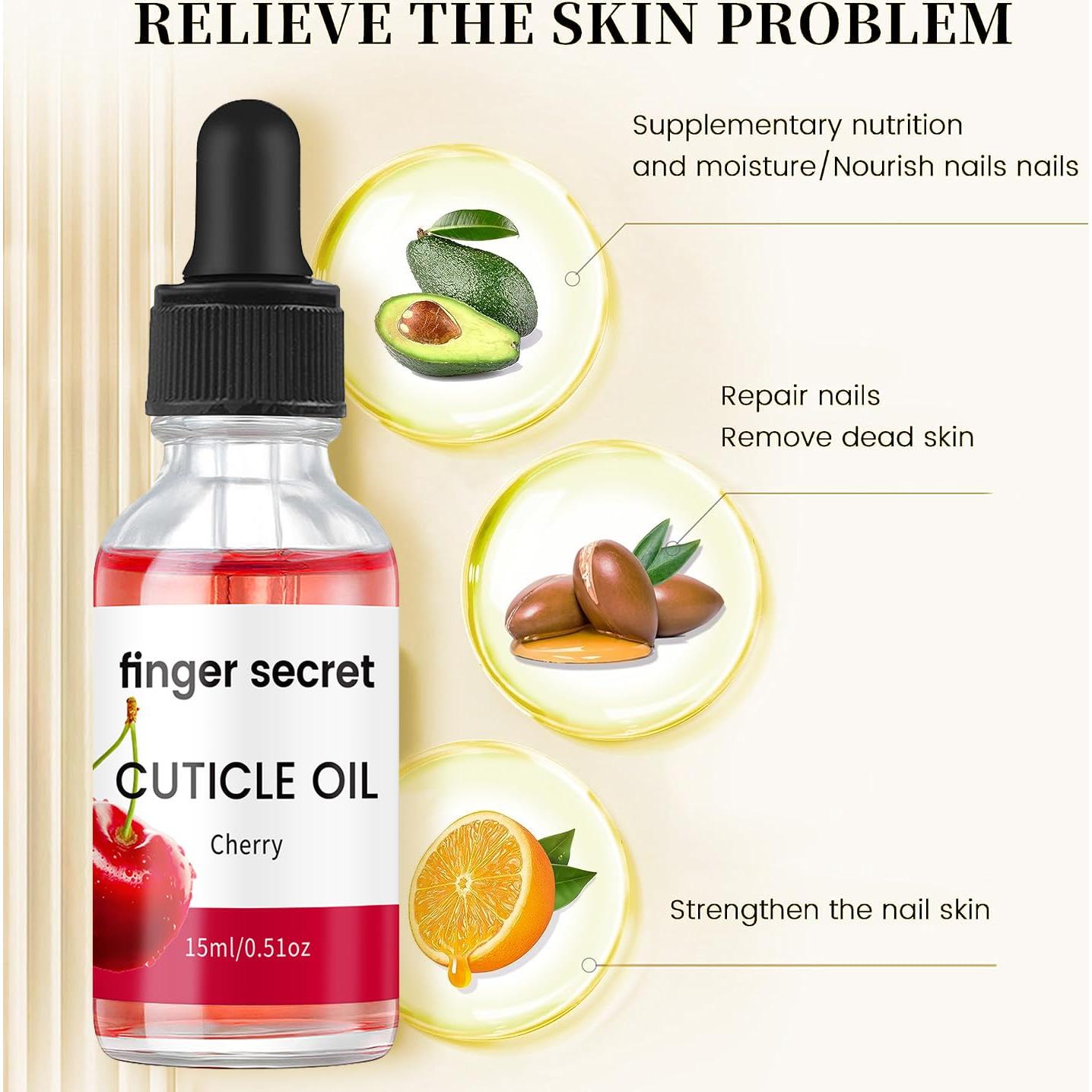 Aceite de Cutícula Cereza 15ml Finger Secret - Hidratante y Fortalecedor