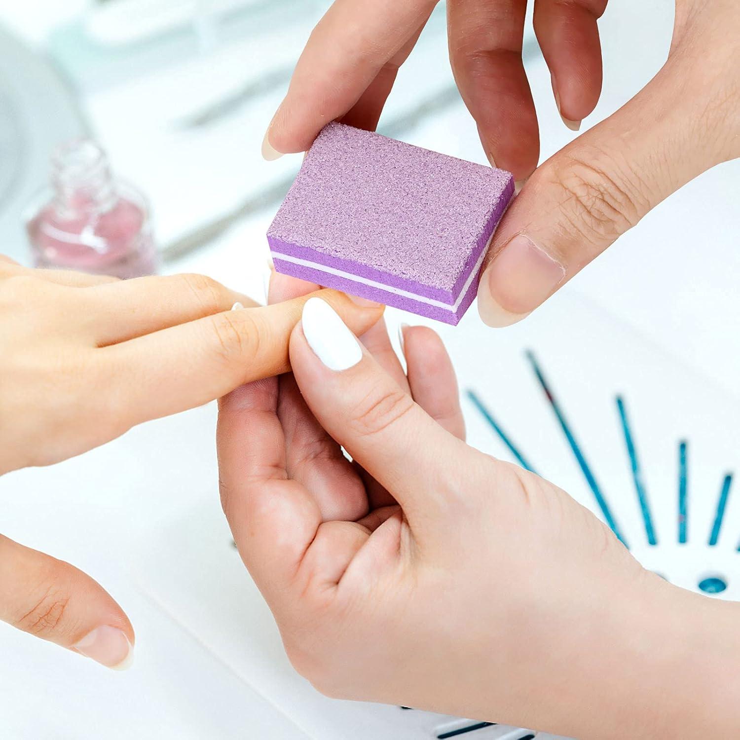 100 Pcs Mini Pulidores para Uñas Morado 100/180 Grano