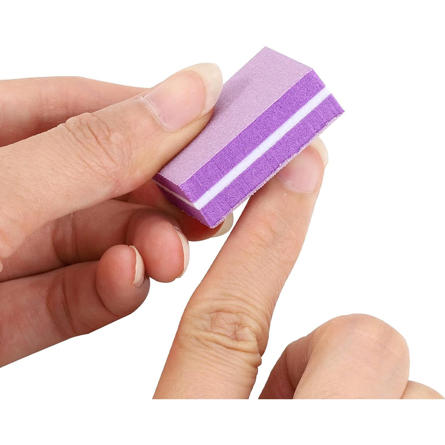 100 Pcs Mini Pulidores para Uñas Morado 100/180 Grano