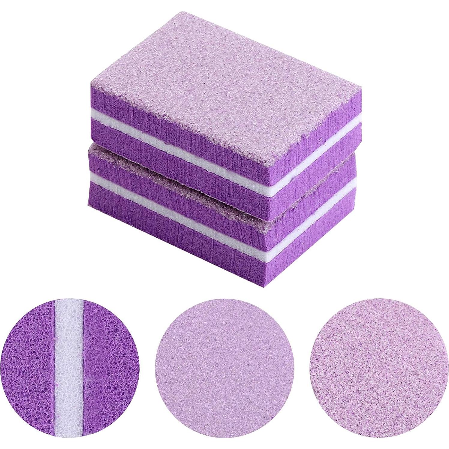 100 Pcs Mini Pulidores para Uñas Morado 100/180 Grano