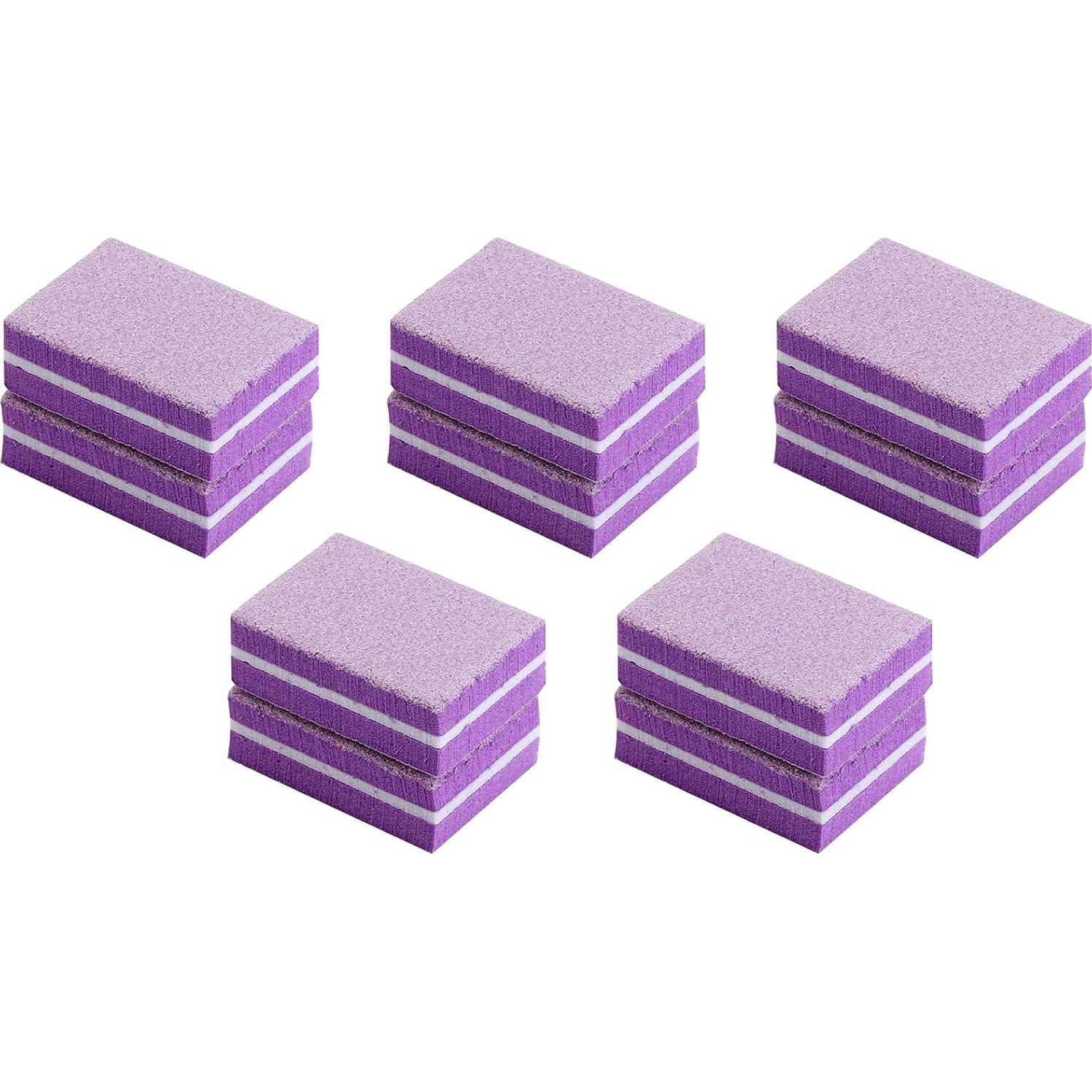 100 Pcs Mini Pulidores para Uñas Morado 100/180 Grano