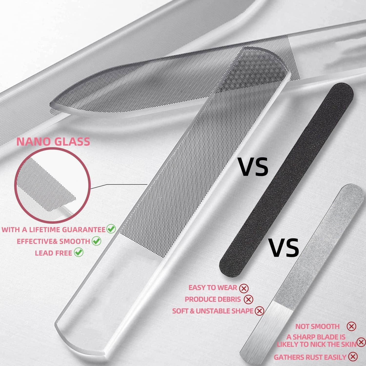 Juego de Limas de Uñas de Vidrio RedFlow - 3 Piezas Nano