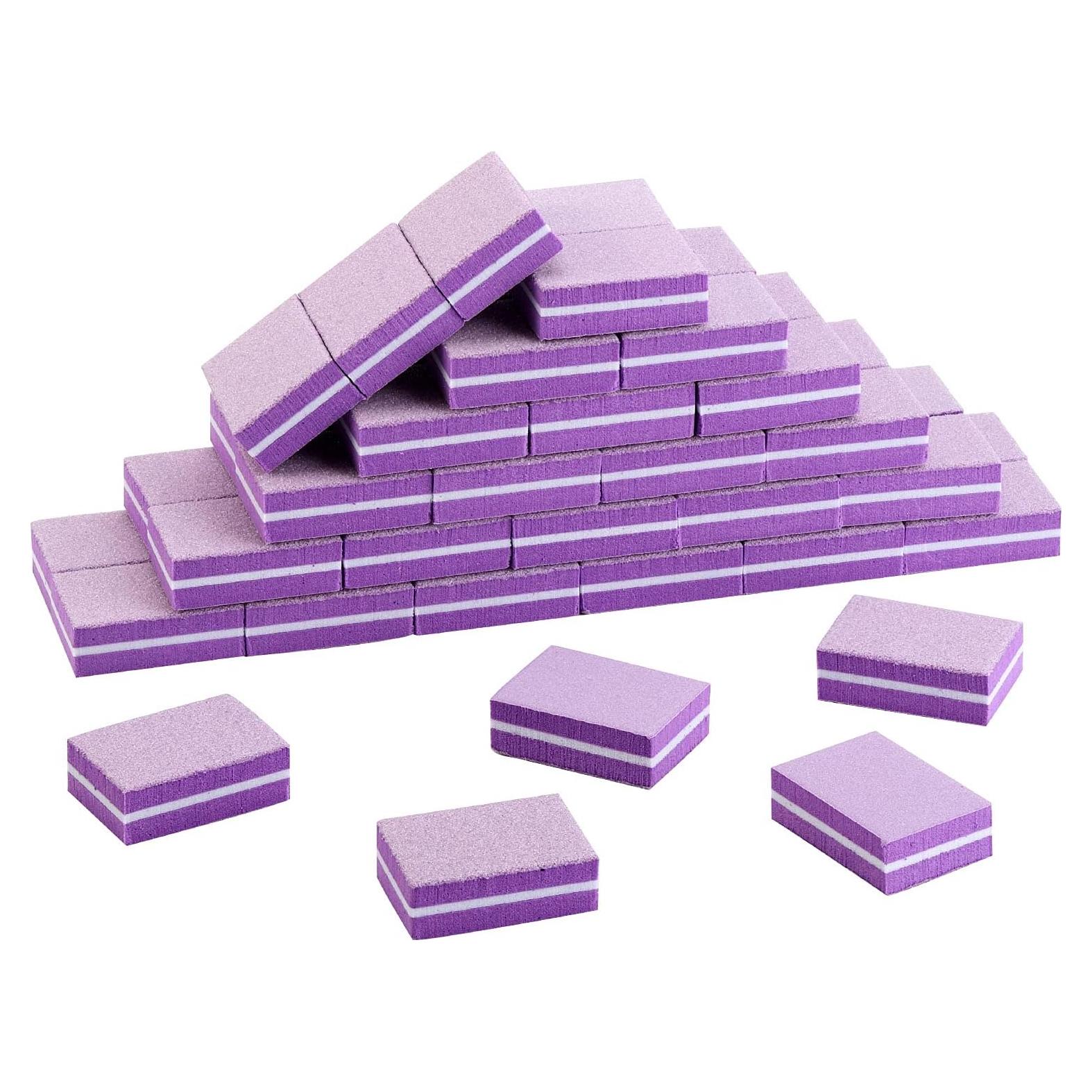 50 Piezas Mini Bloques de Pulido de Uñas Morado 180/100 Grit