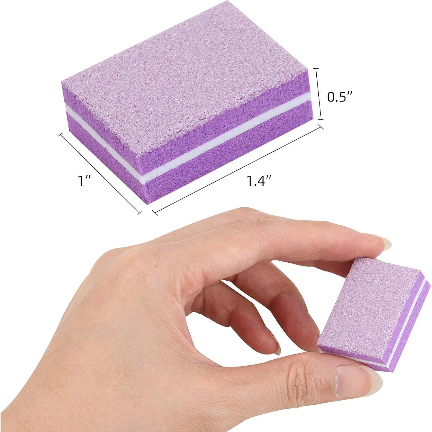 50 Piezas Mini Bloques de Pulido de Uñas Morado 180/100 Grit