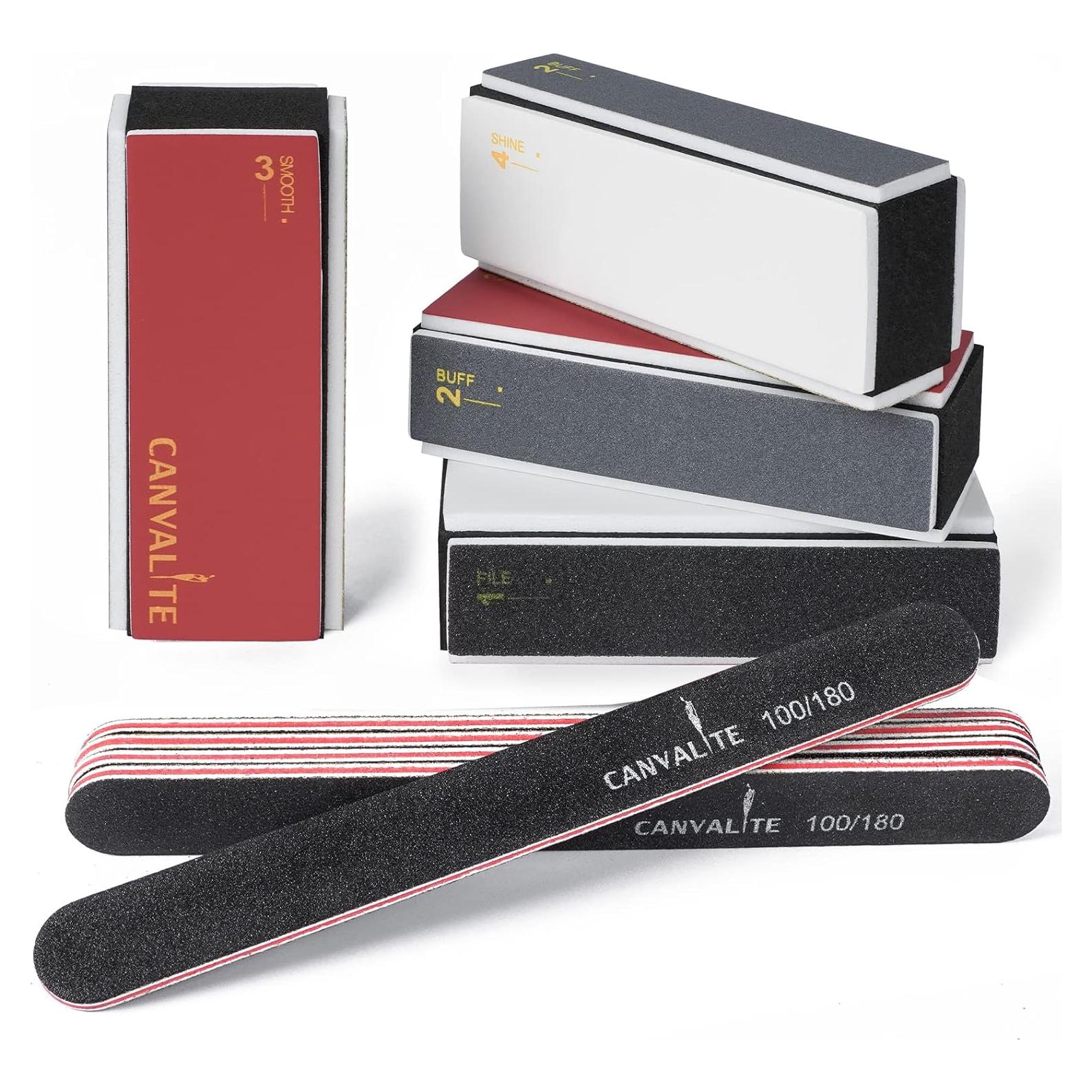 Bloque de Pulido de Uñas Canvalite 4 Vías 9 Piezas 100/180 Grano
