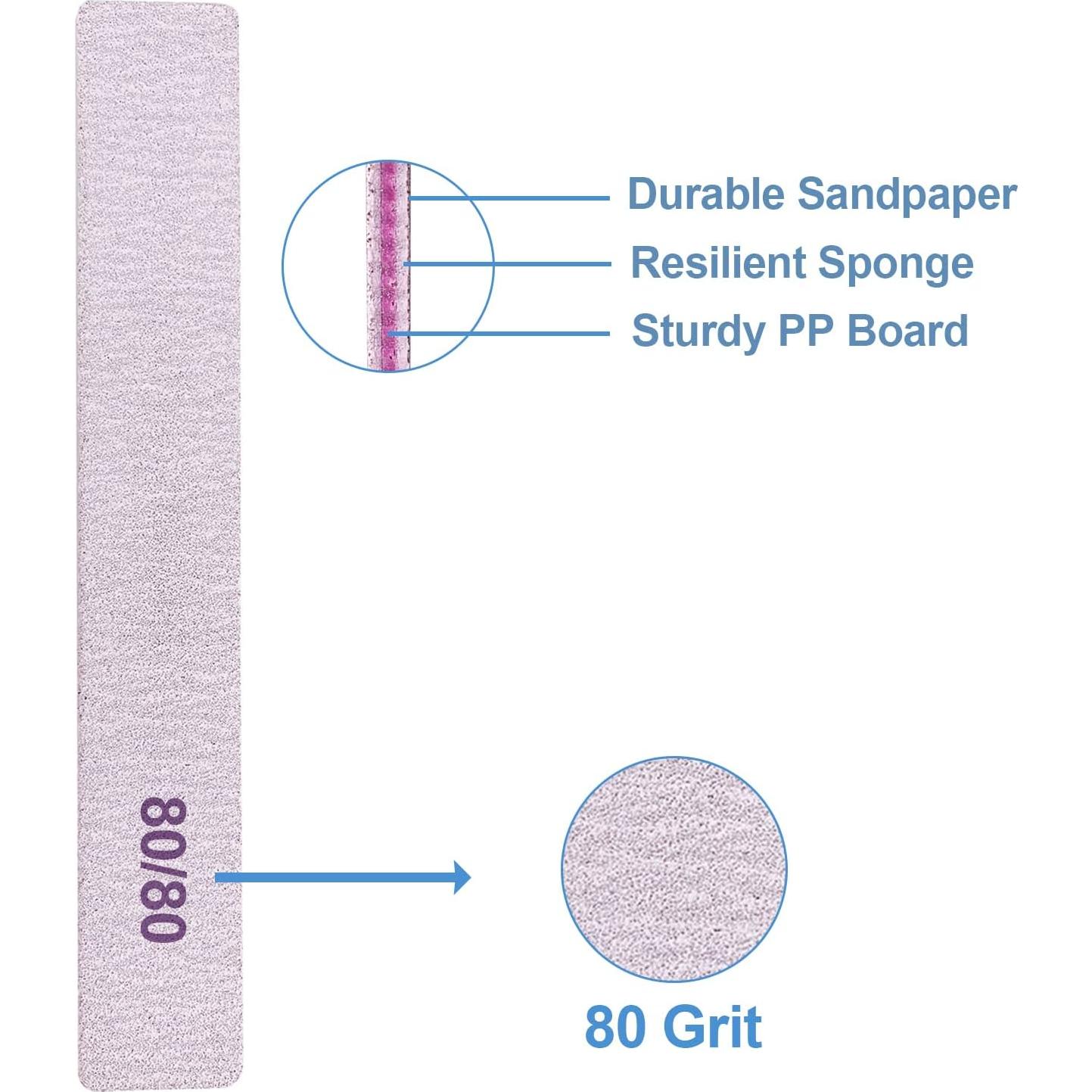 Limas de Uñas 80/80 Grit GigaGround - 12 Piezas Reutilizables