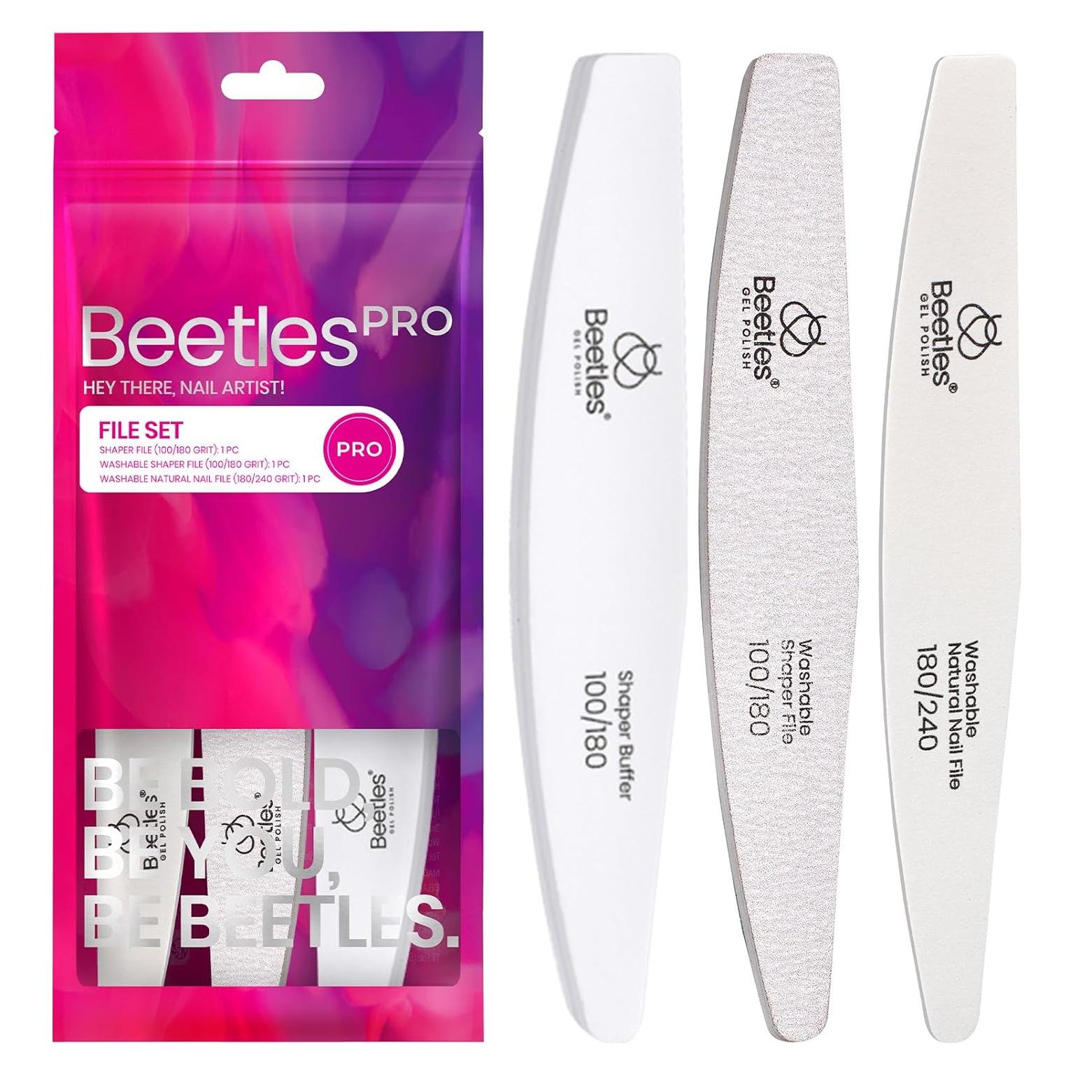 Juego de Limas y Pulidores de Uñas Beetles 3 Pcs 100/180/240 Granos