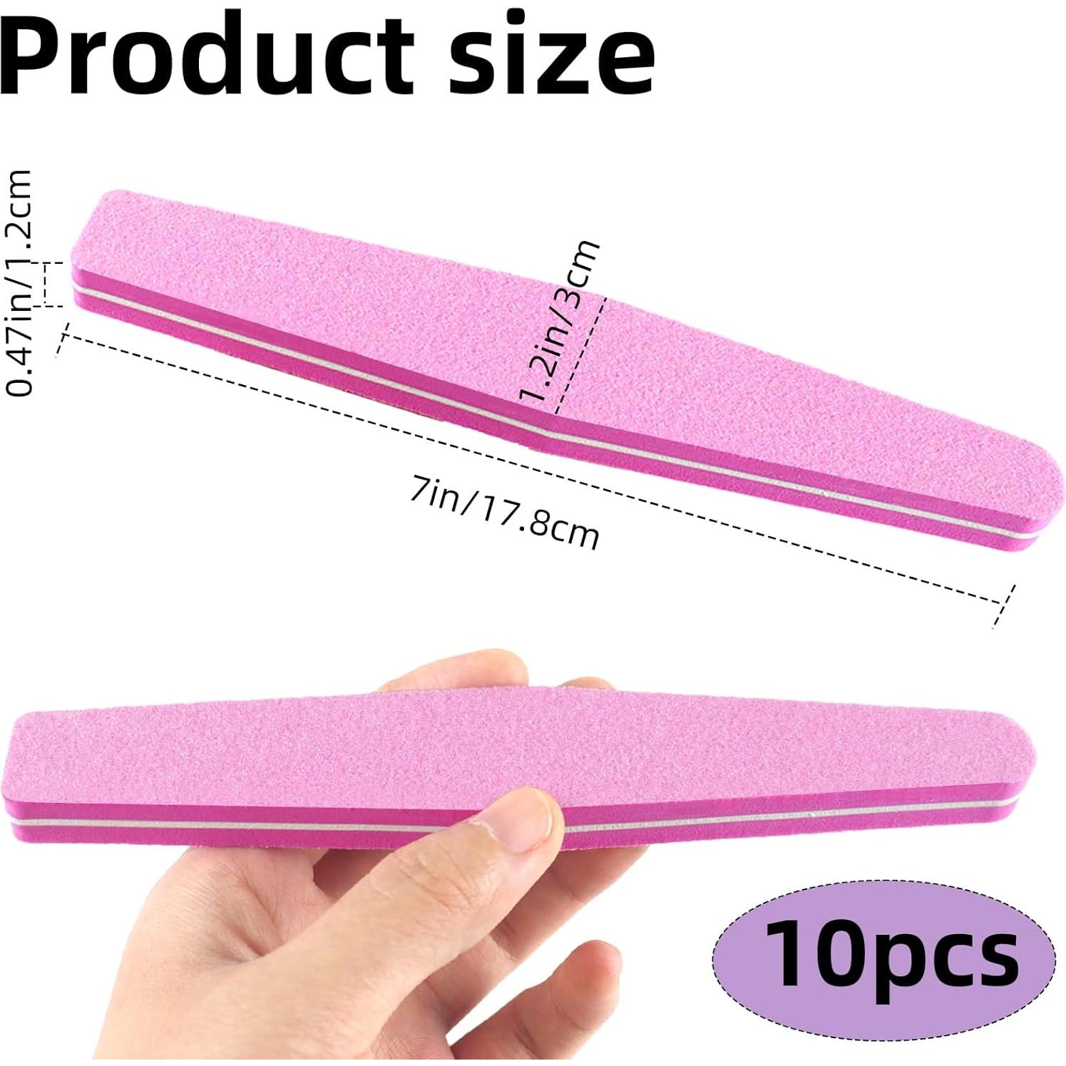 Paquete de 10 limas y pulidores de uñas TKYZMS Rosa 100/180