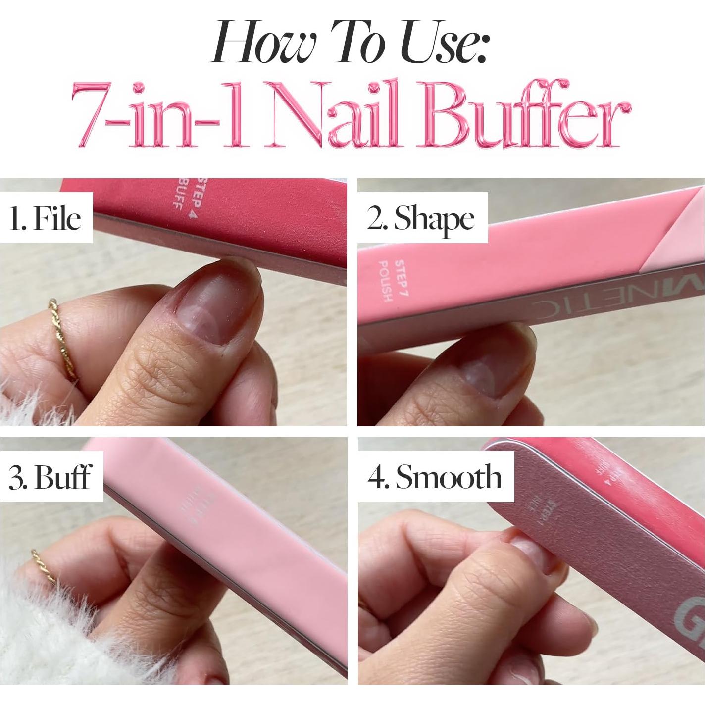 Lima de Uñas 7-en-1 Glamnetic | Bloque Pulidor Profesional