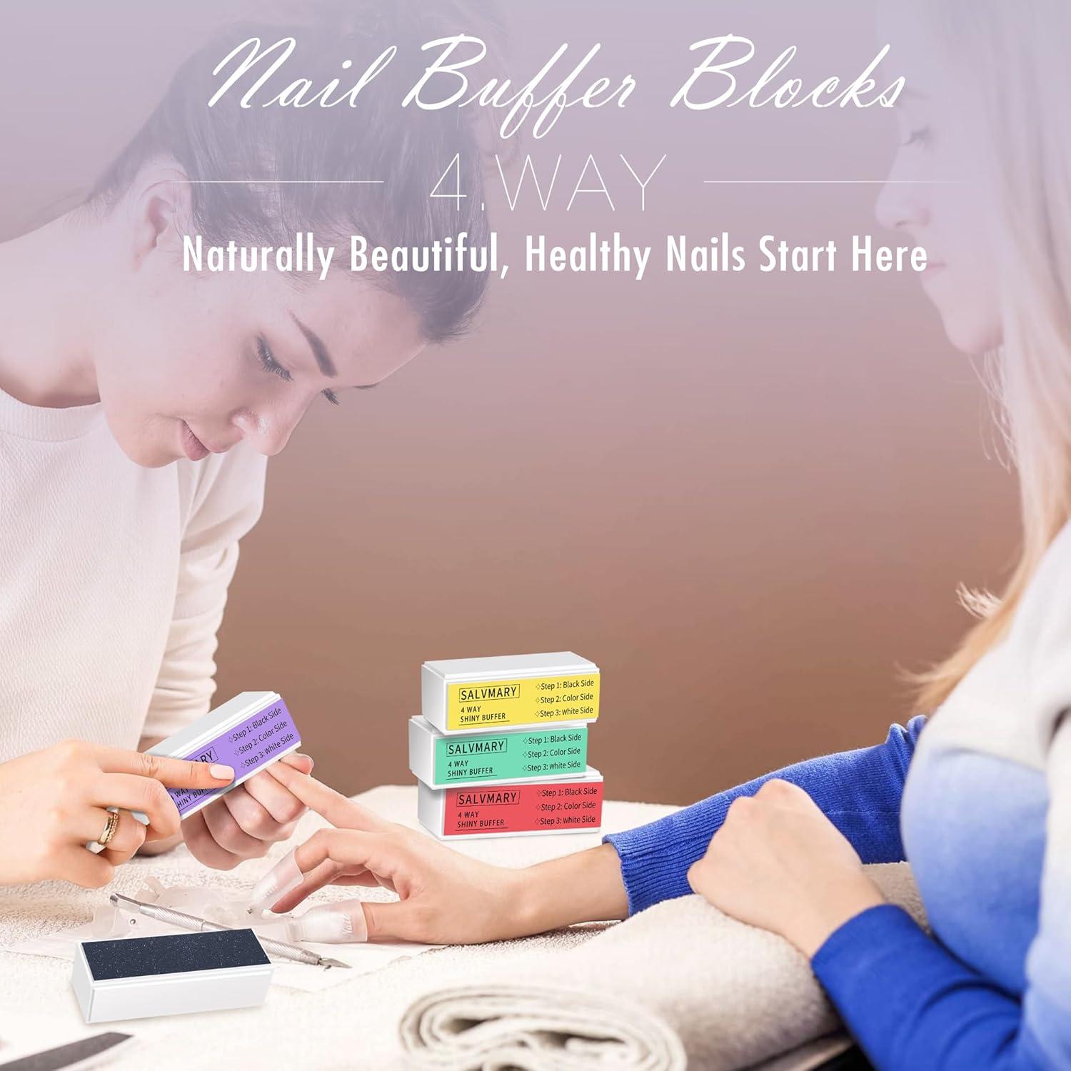 Kit de Bloques Pulidores de Uñas SALVMARY - 4 Piezas Todo en Uno