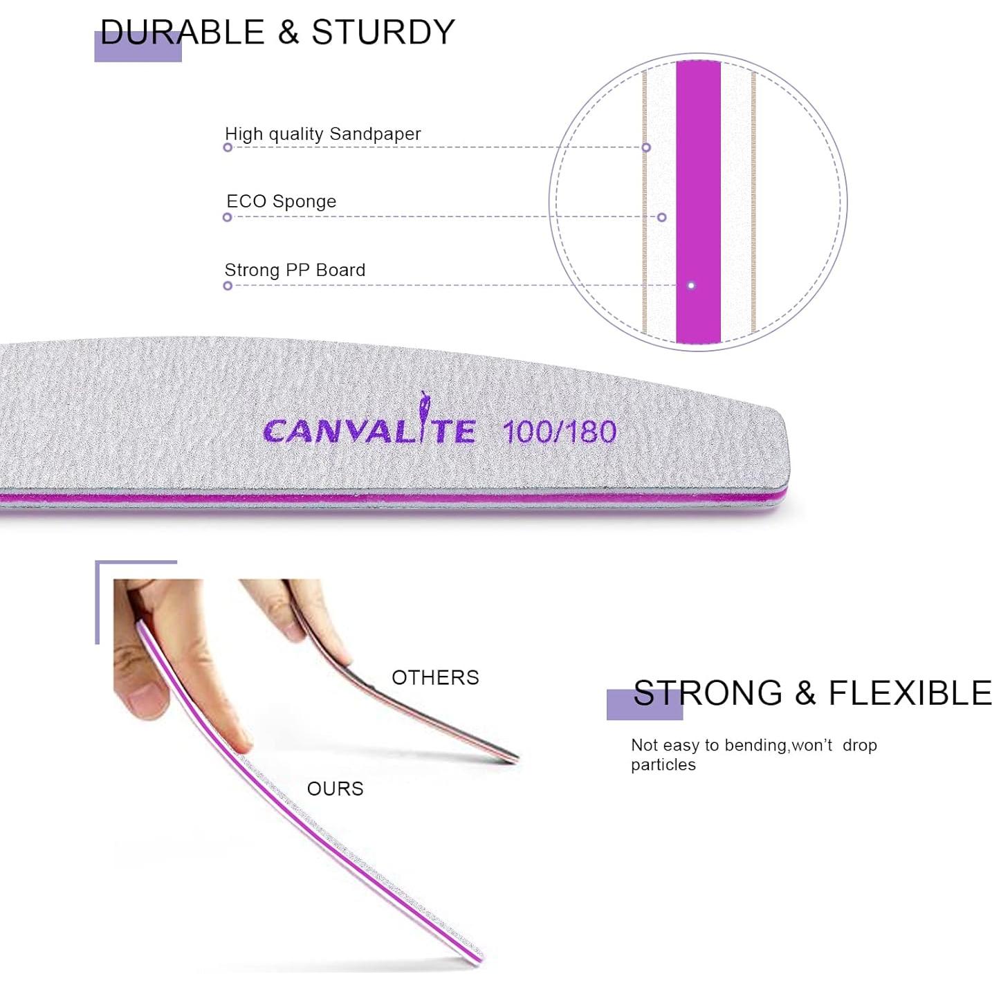 Limas de Uñas Profesionales Canvalite 10 PCS Doble Cara 100/180