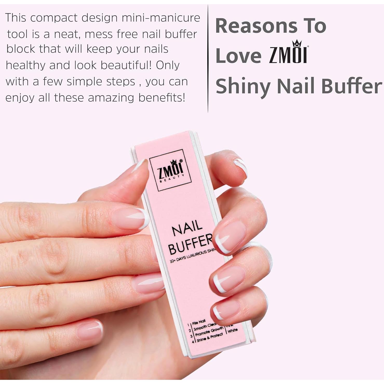 Bloque de Pulido de Uñas ZMOI - Paquete de 2 - 4 Vías Rosa
