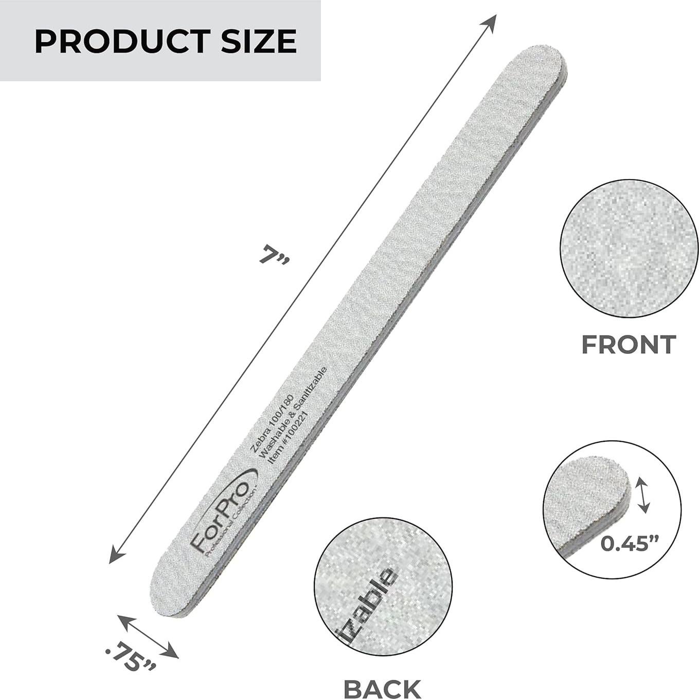 Limas de Uñas Doble Cara ForPro 100/180 Grano 18 cm - 50 Unidades