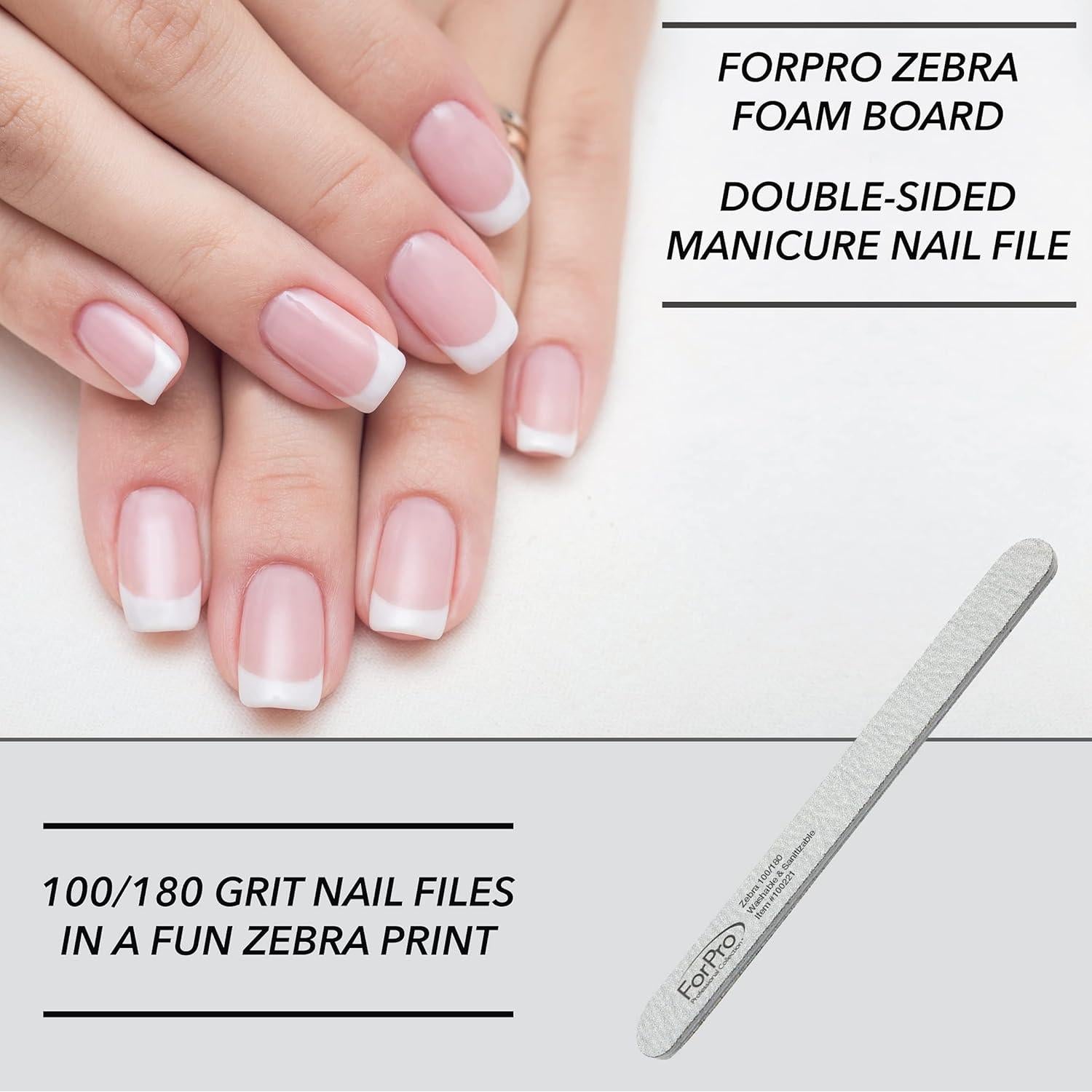 Limas de Uñas Doble Cara ForPro 100/180 Grano 18 cm - 50 Unidades
