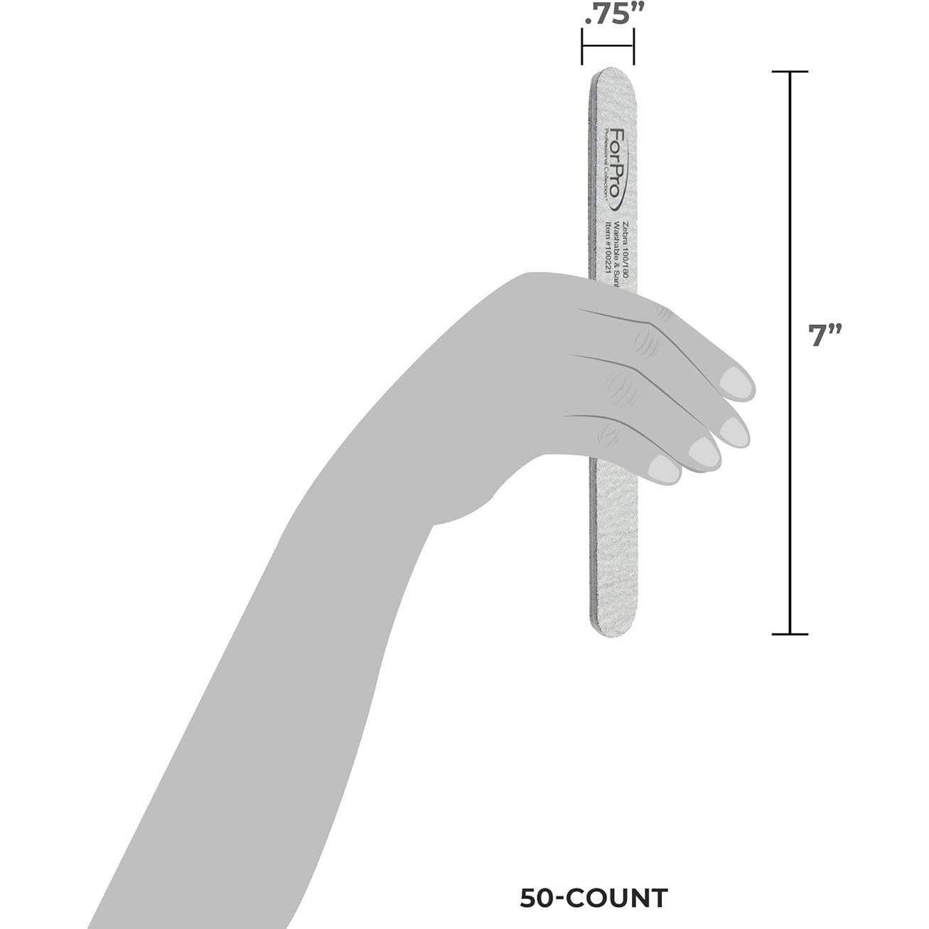 Limas de Uñas Doble Cara ForPro 100/180 Grano 18 cm - 50 Unidades
