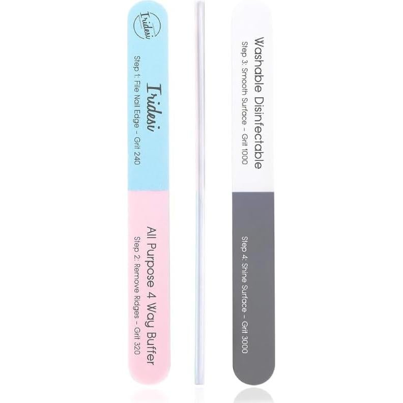 Lima de Uñas 4 Vías Iridesi 18 cm - Kit de 12 Pulidores