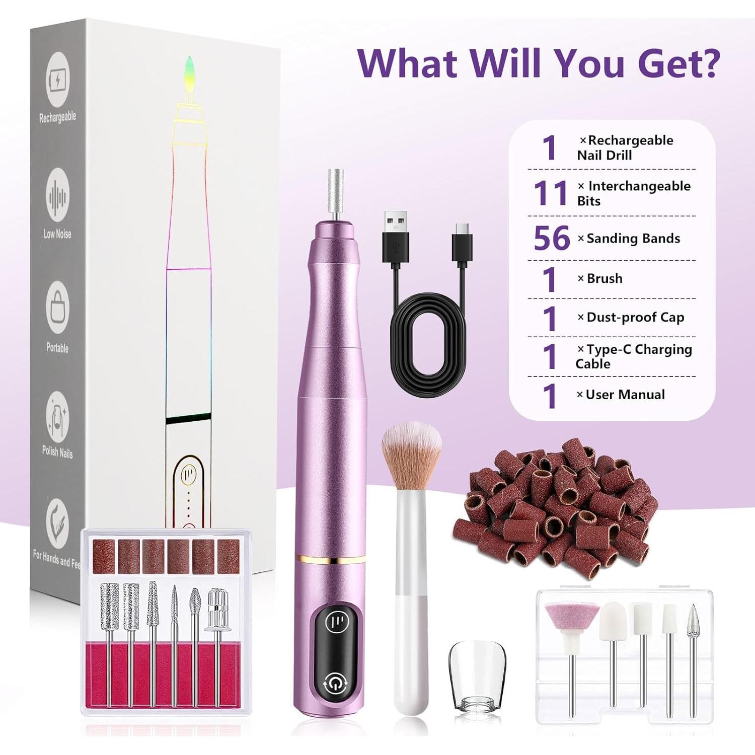 Lima de Uñas Eléctrica Inalámbrica TUOBEO M109 11 Puntas