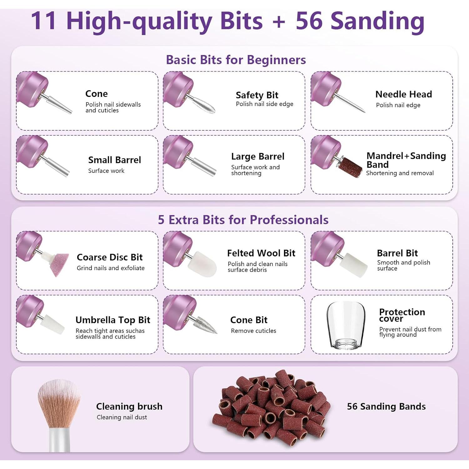 Lima de Uñas Eléctrica Inalámbrica TUOBEO M109 11 Puntas