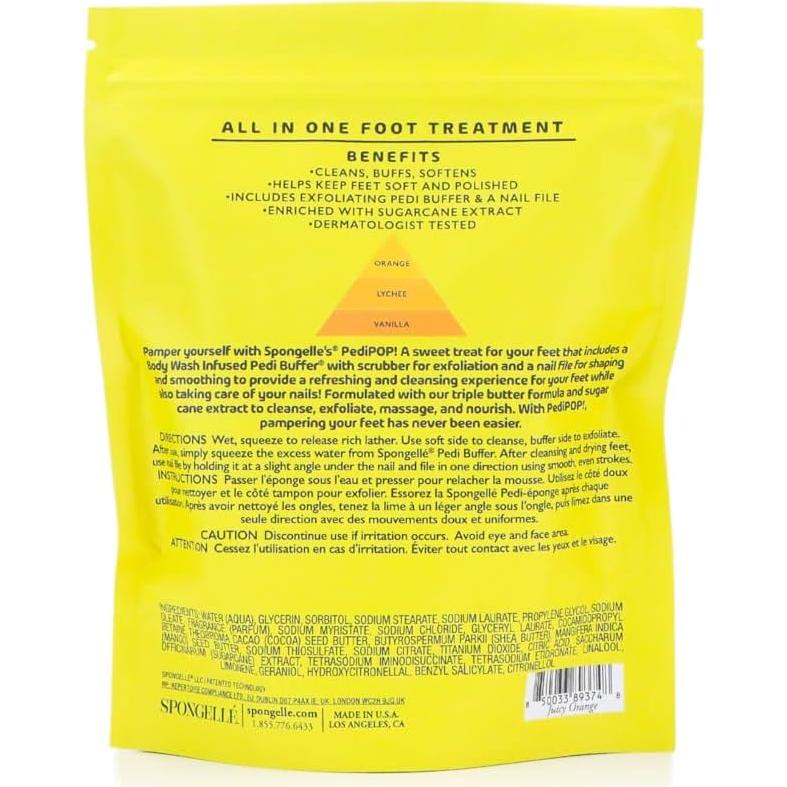 Spongellé PediPOP! Naranja Jugosa - Buffer y Lima para Pies 85g